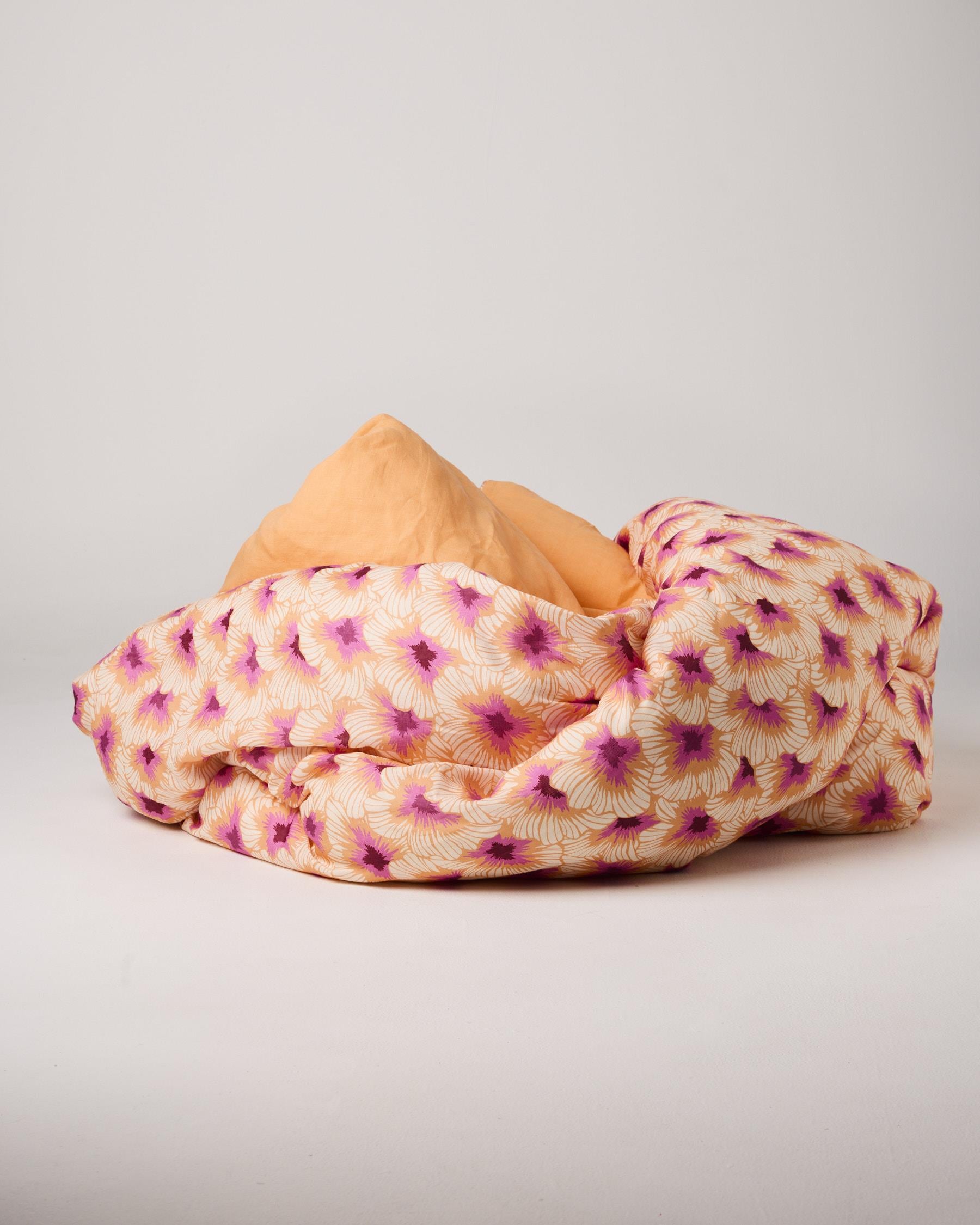 Linen Quilt Cover - Hibiscus Peach