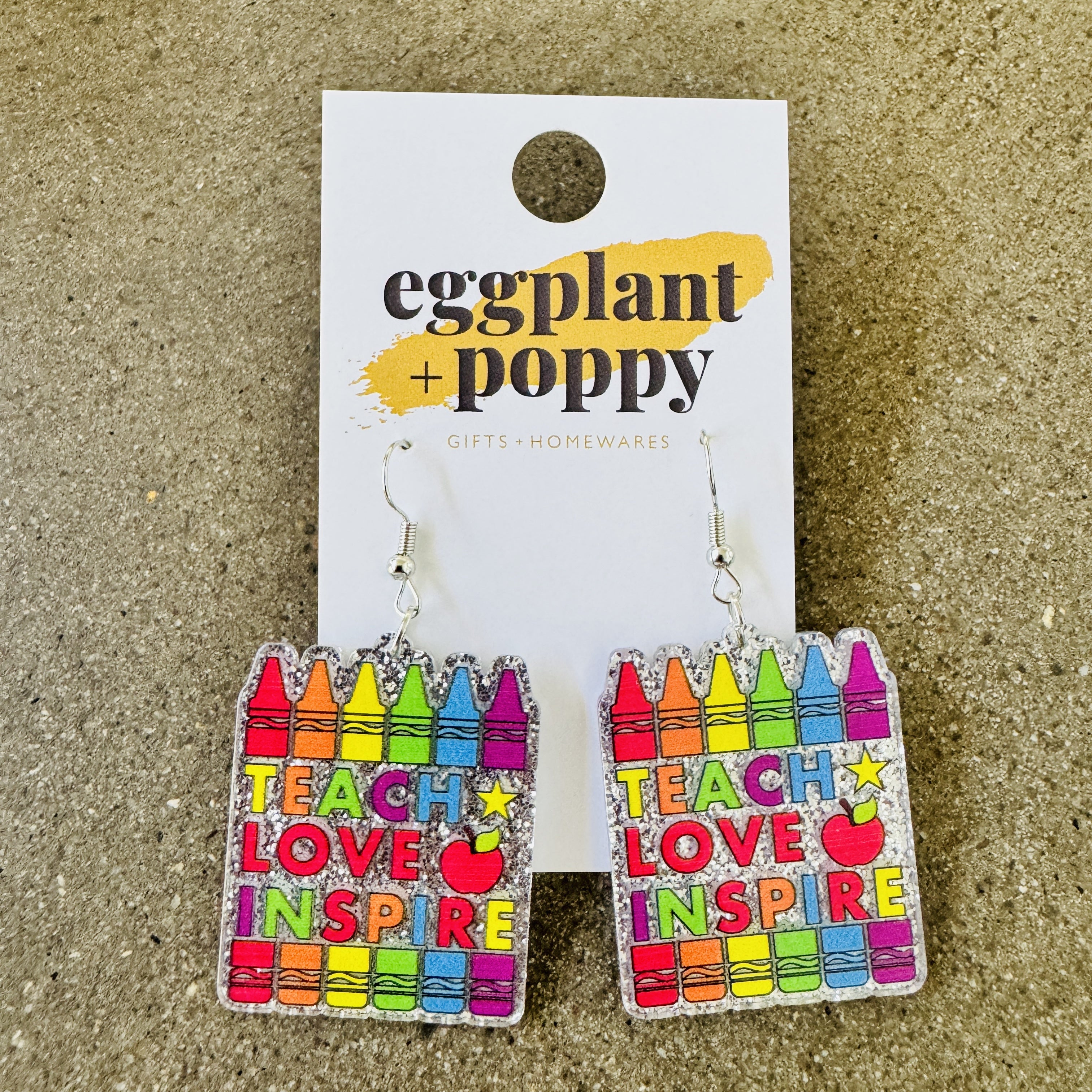 Crayon Teach Love Inspire Earrings