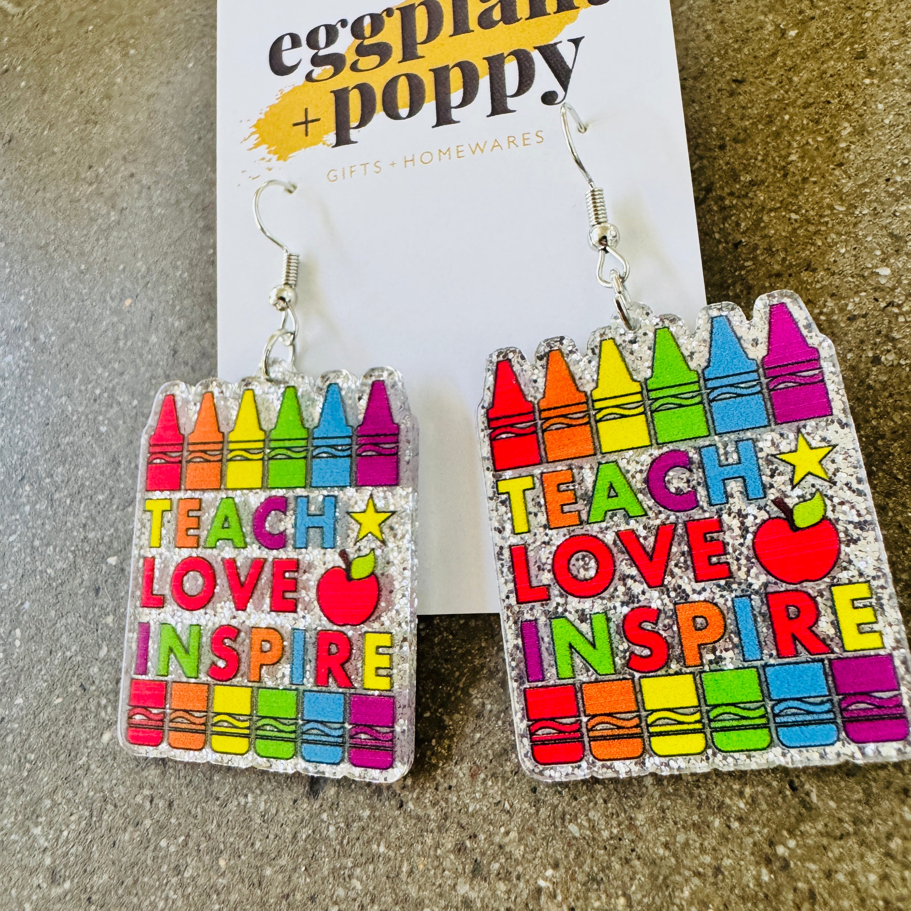 Crayon Teach Love Inspire Earrings