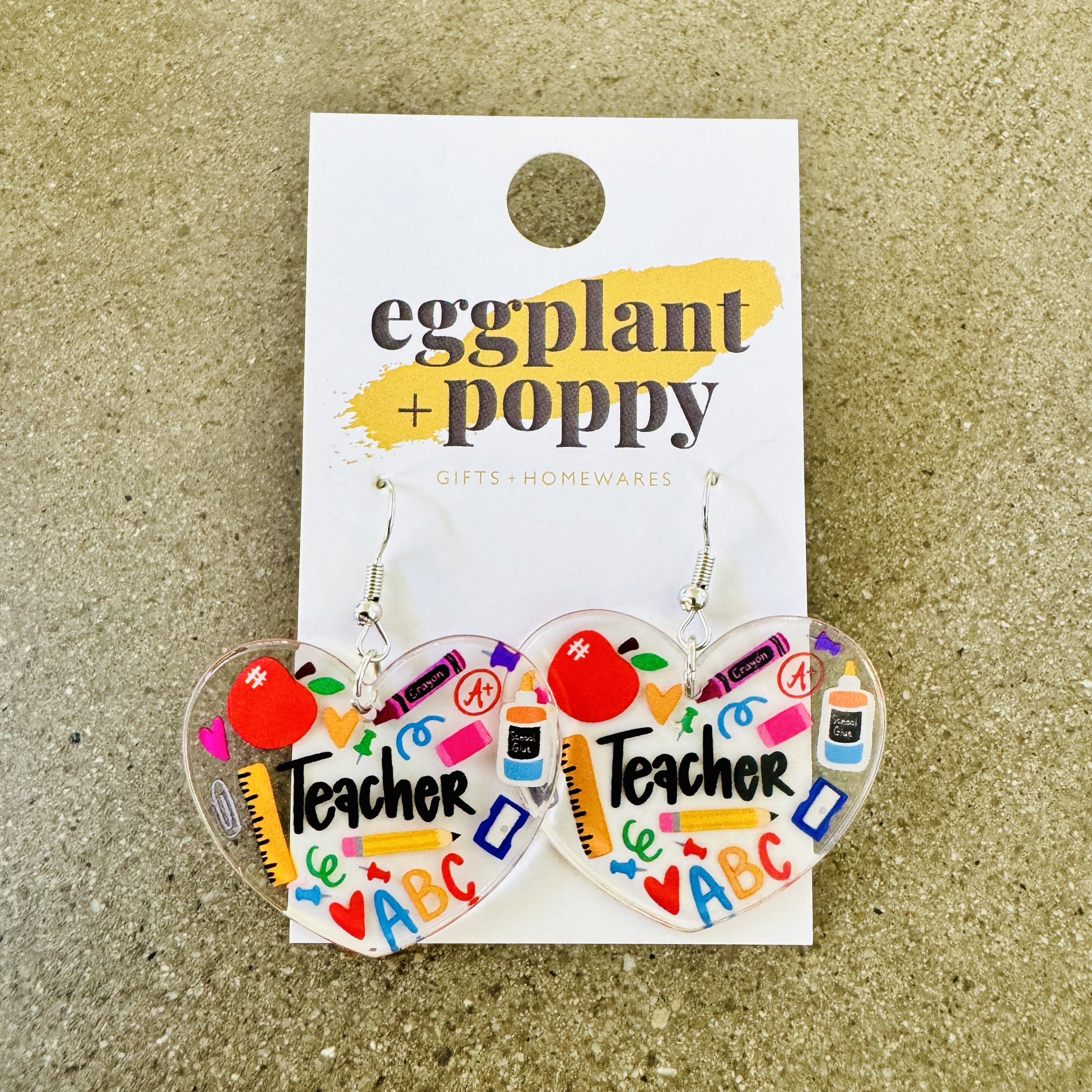Teacher Fun Heart Earrings