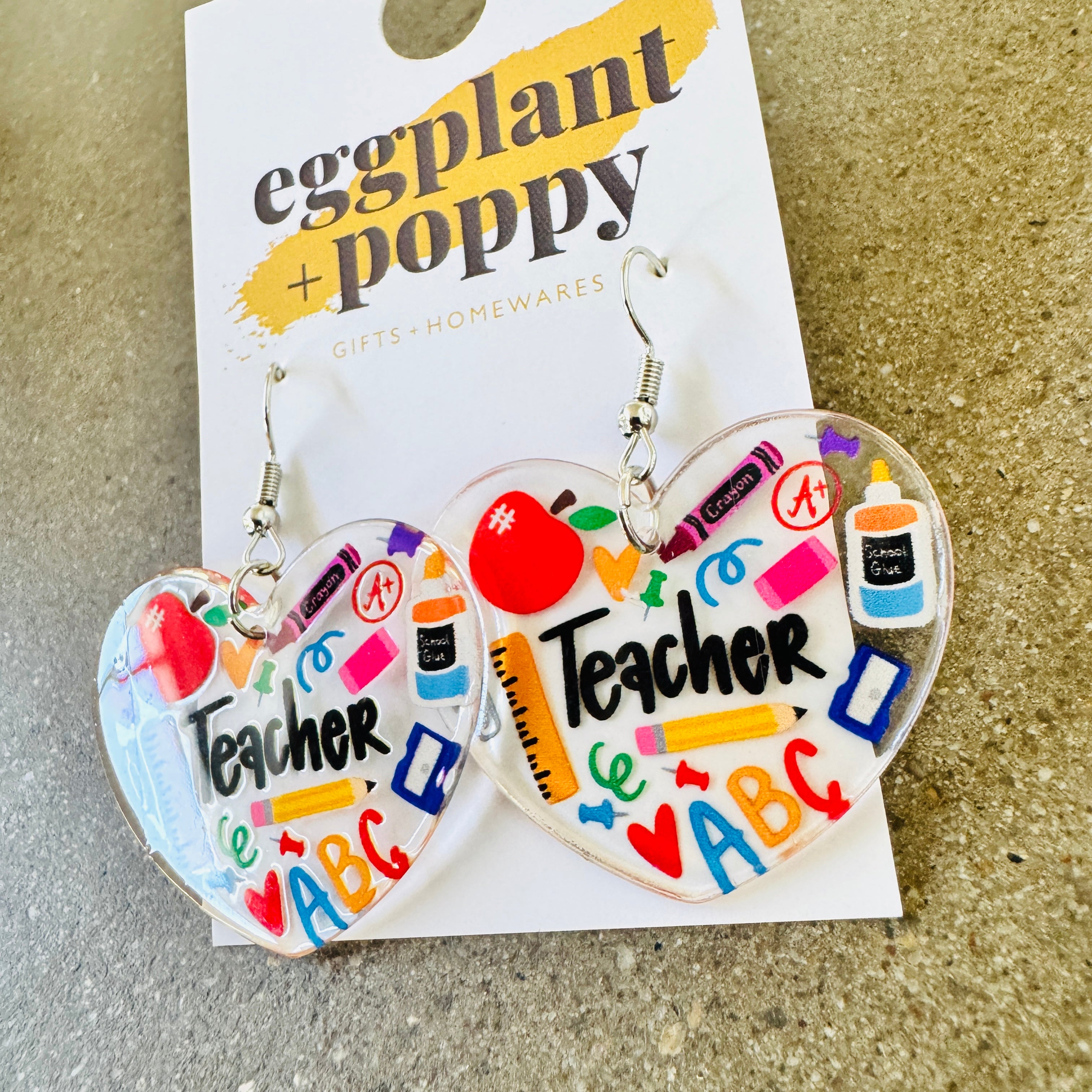 Teacher Fun Heart Earrings