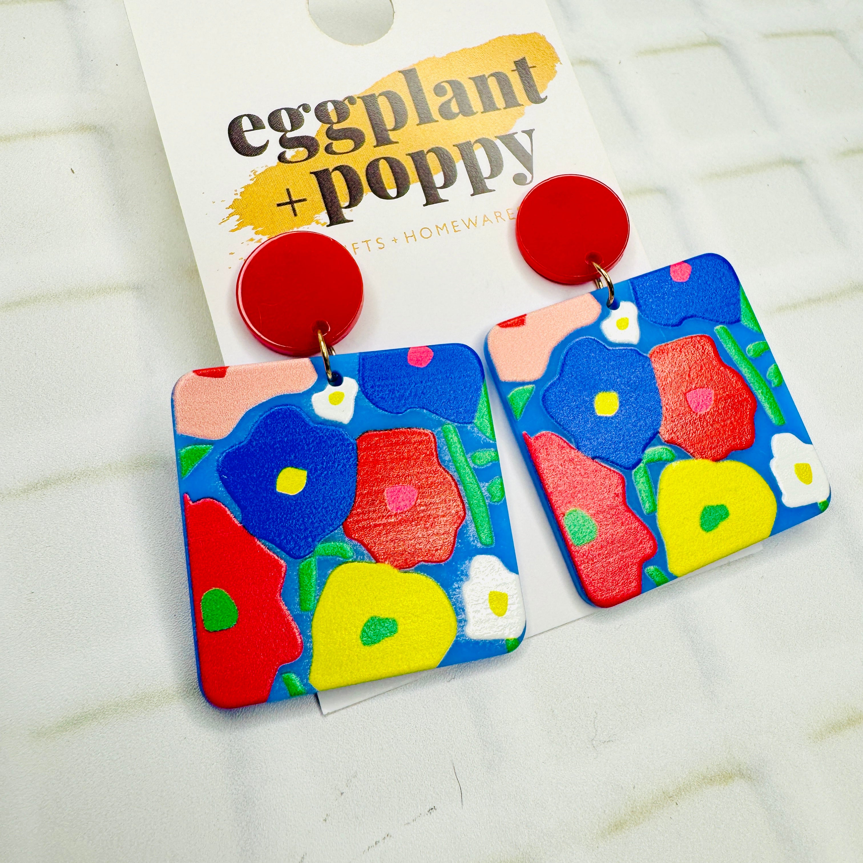 Splotchy Flower Earrings