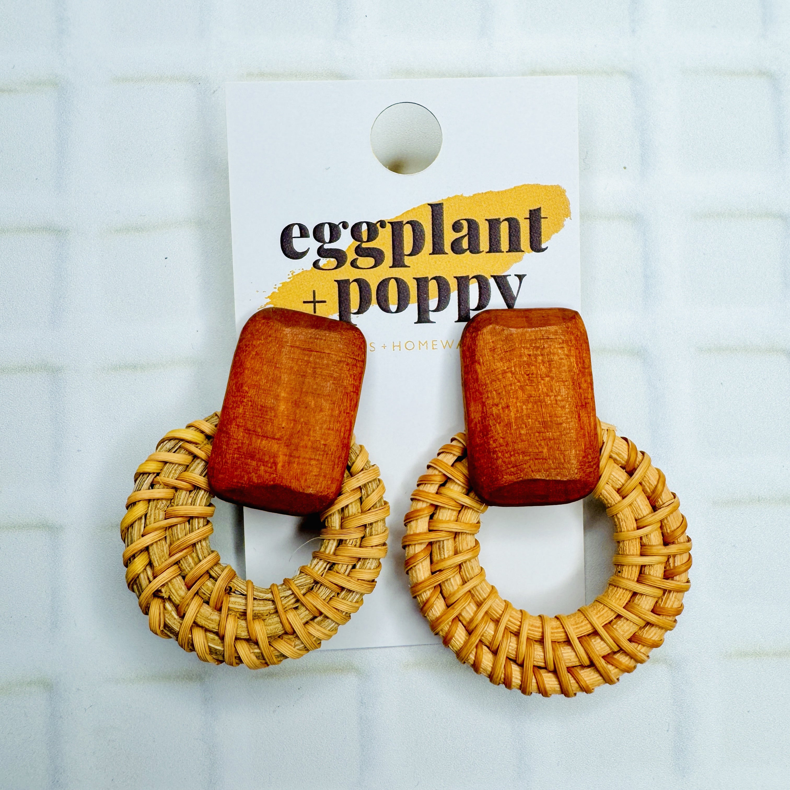 Timber Woven Raffia Earrings