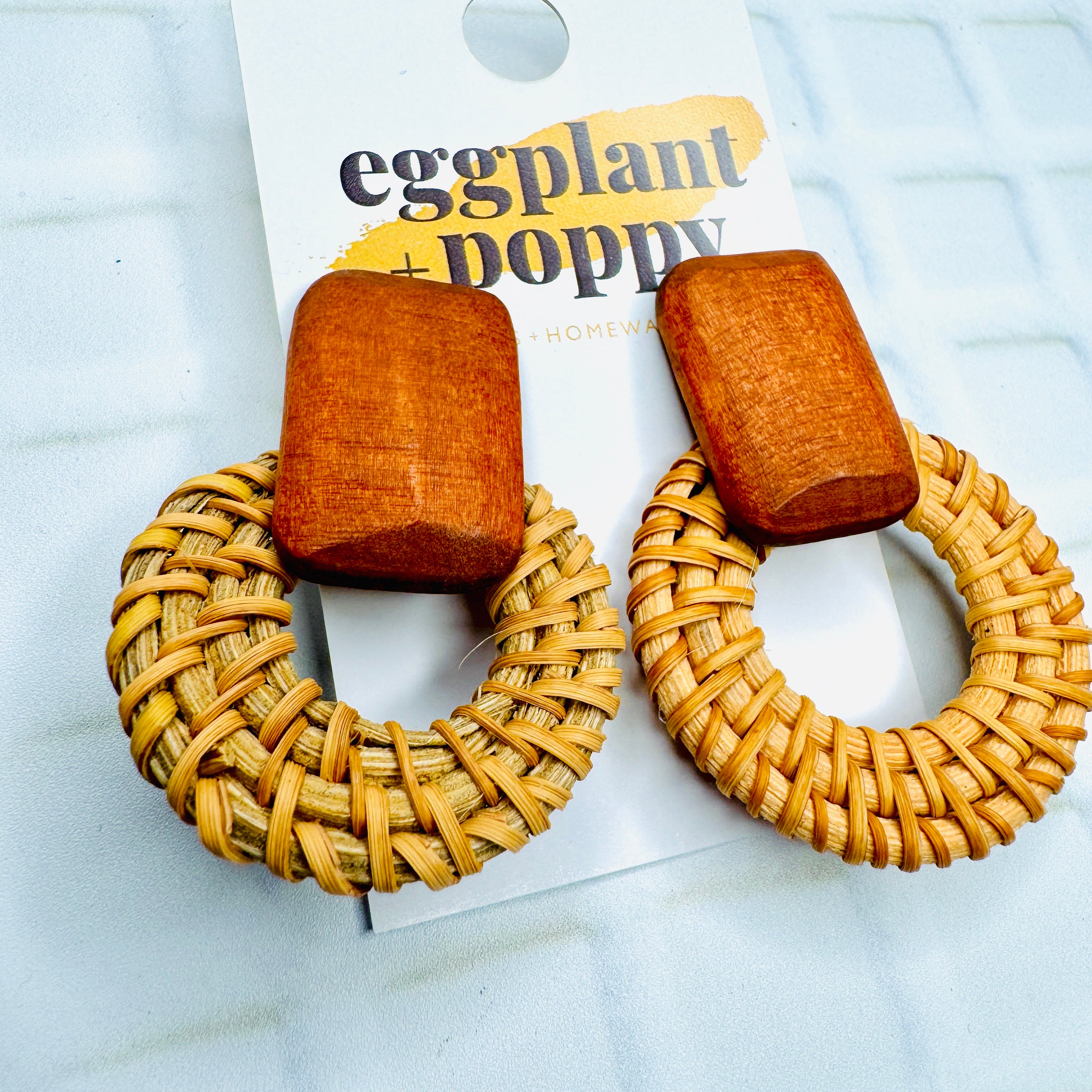 Timber Woven Raffia Earrings