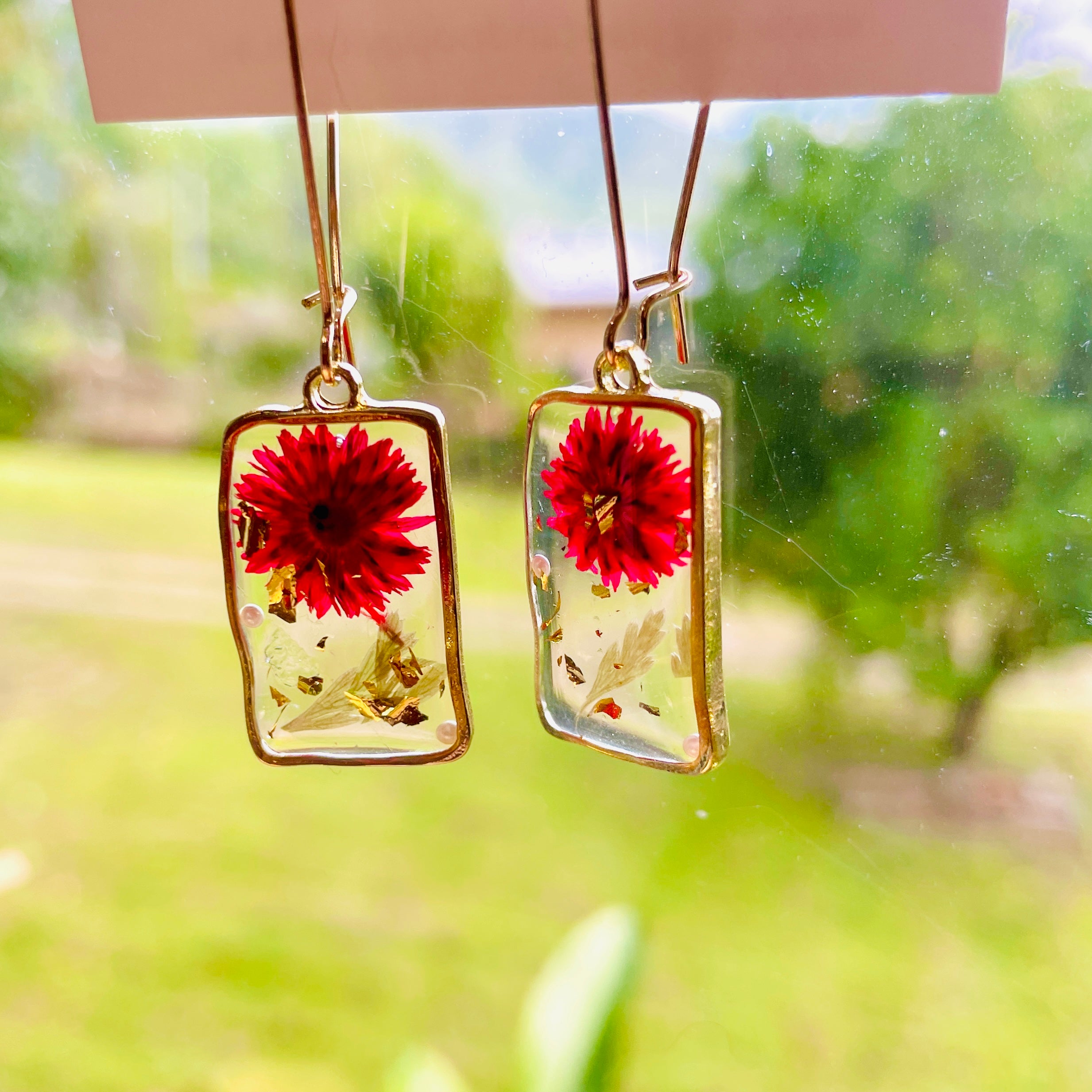 Flower Fields - Red Flower Earrings