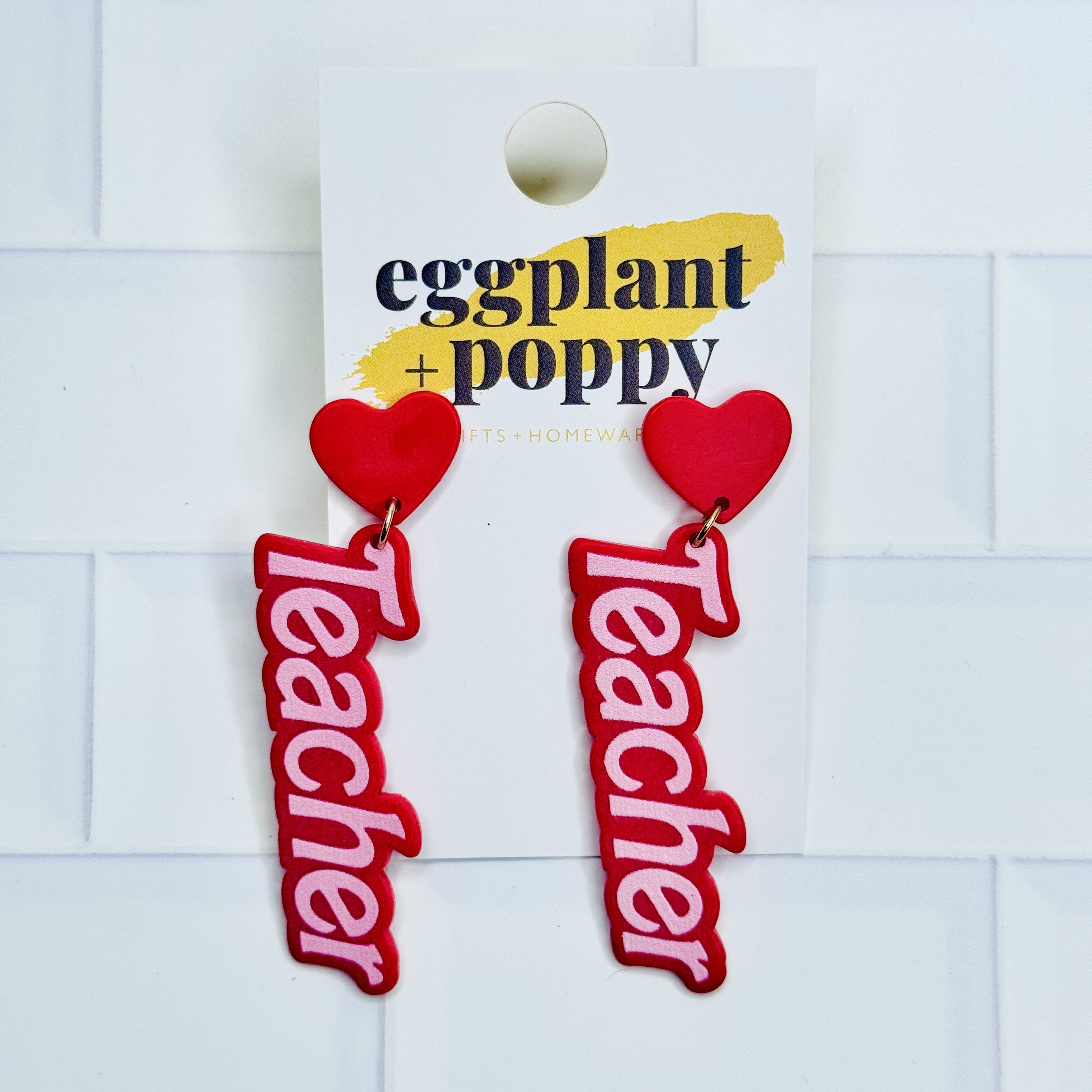 Pink Teacher Earrings