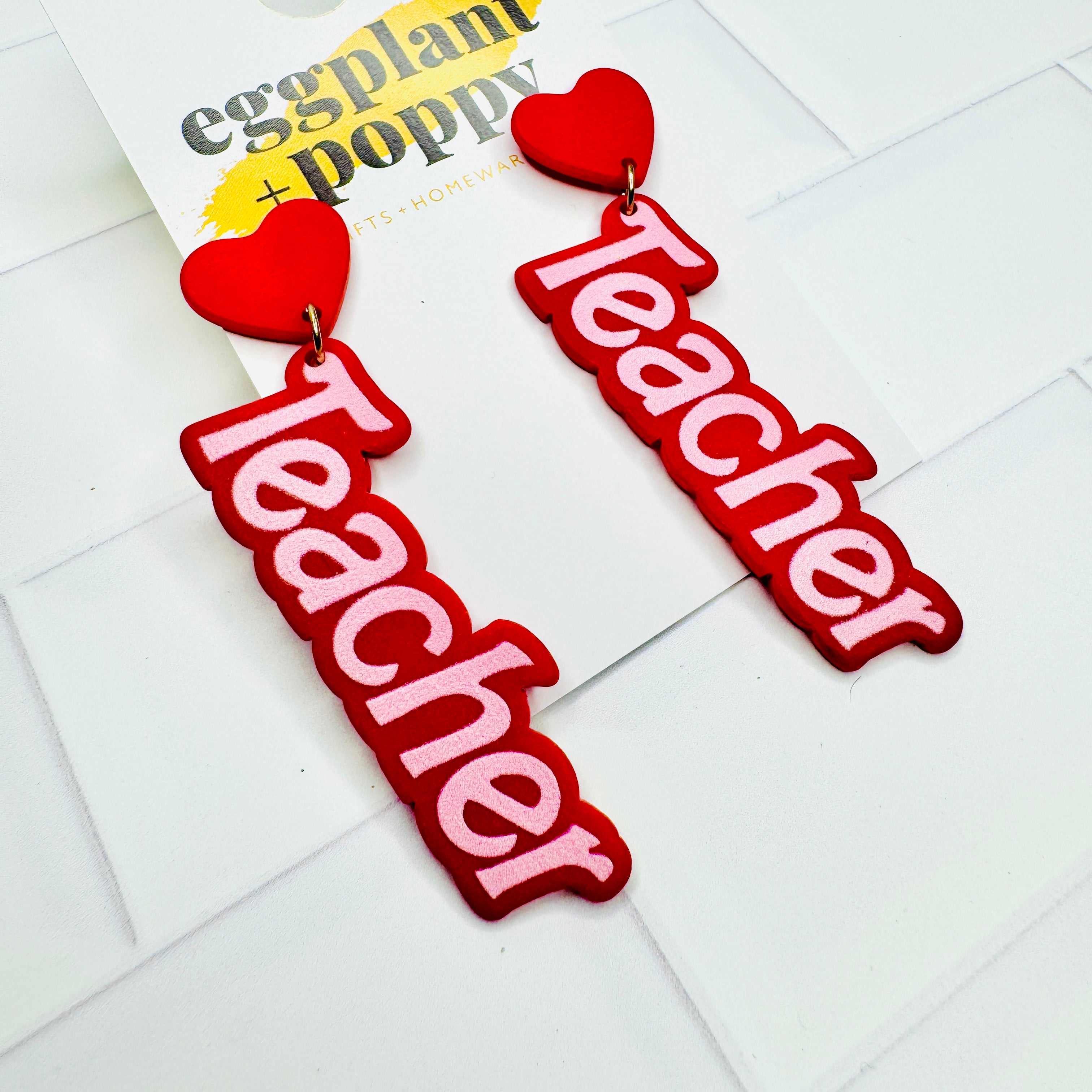 Pink Teacher Earrings