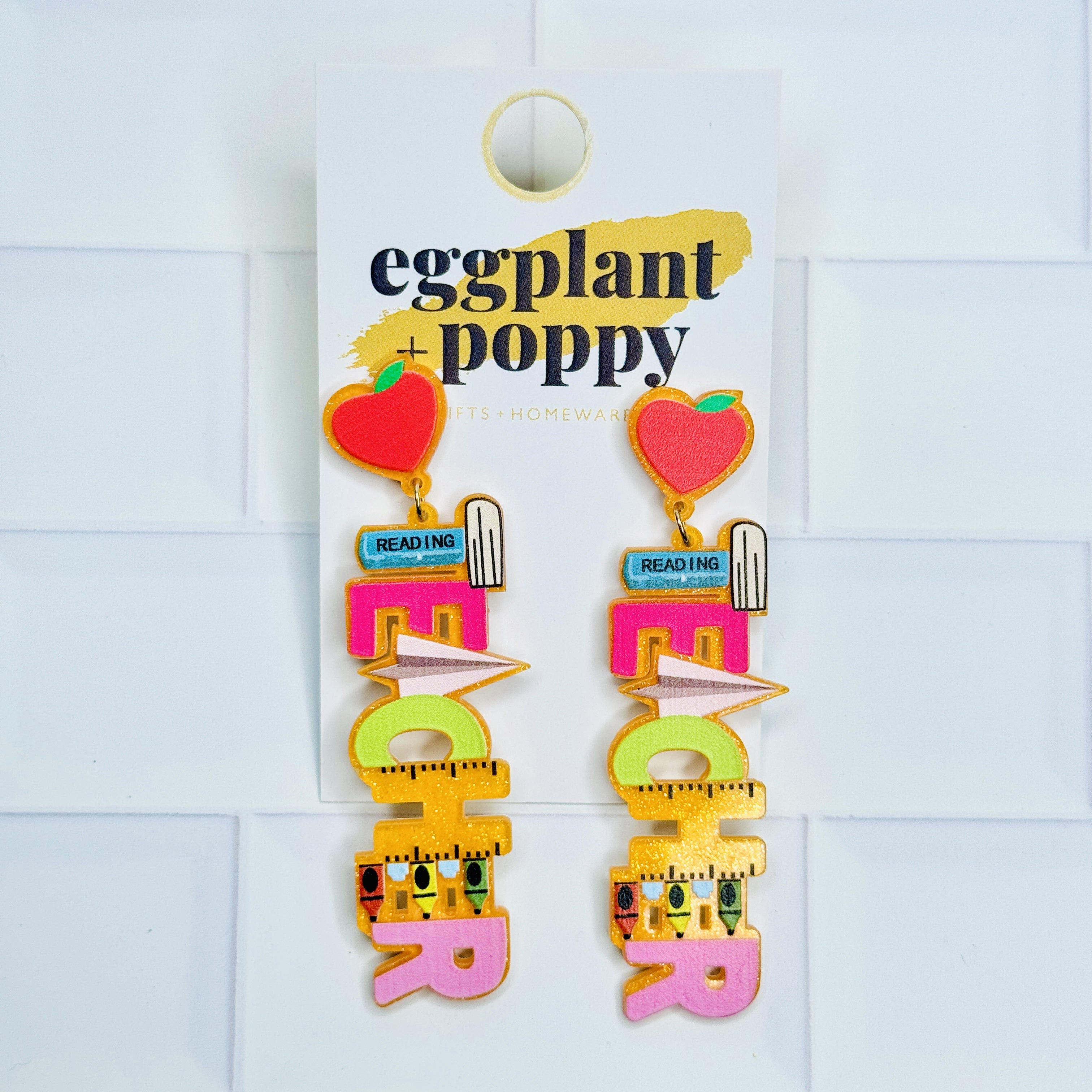 Cute Orange Teacher Earrings