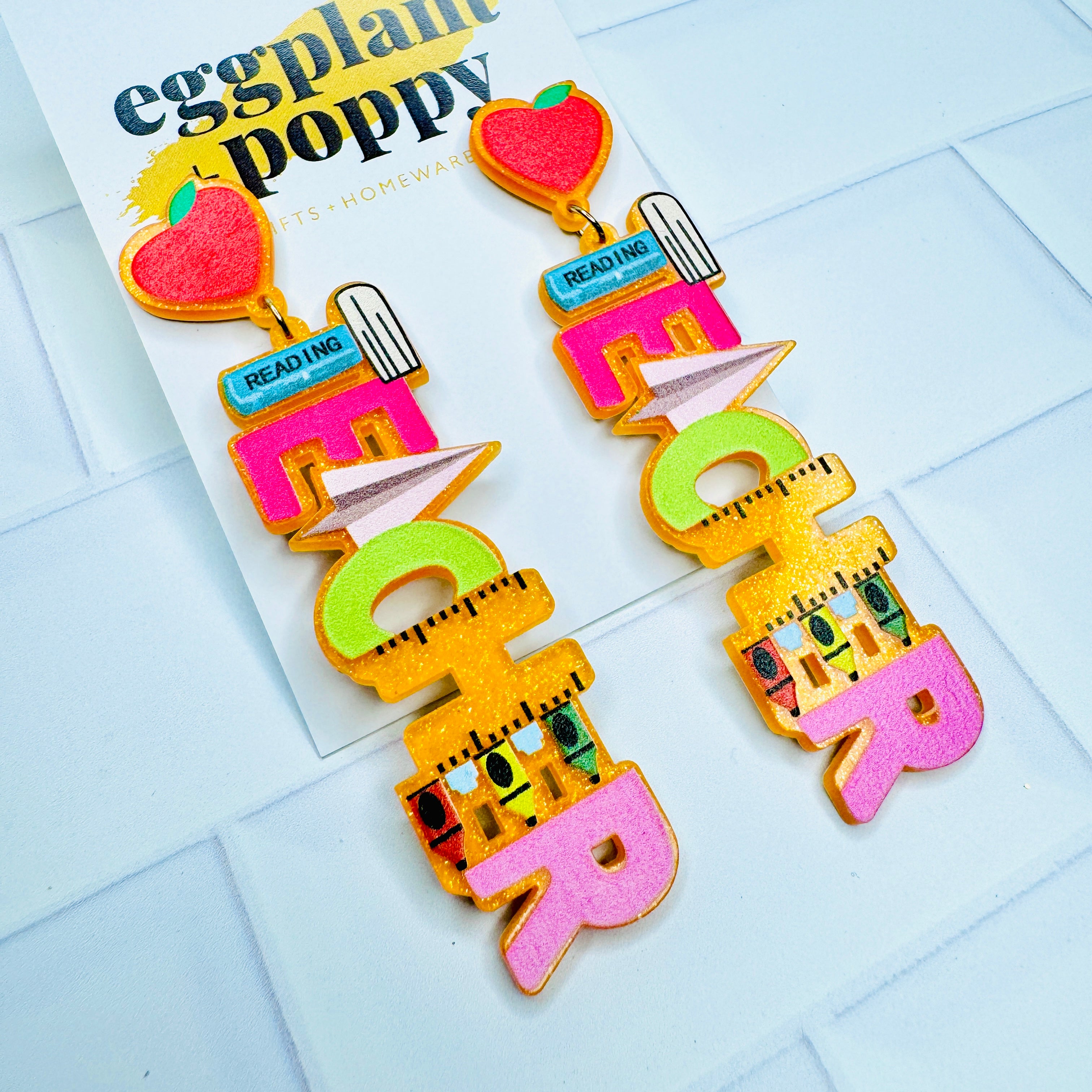 Cute Orange Teacher Earrings