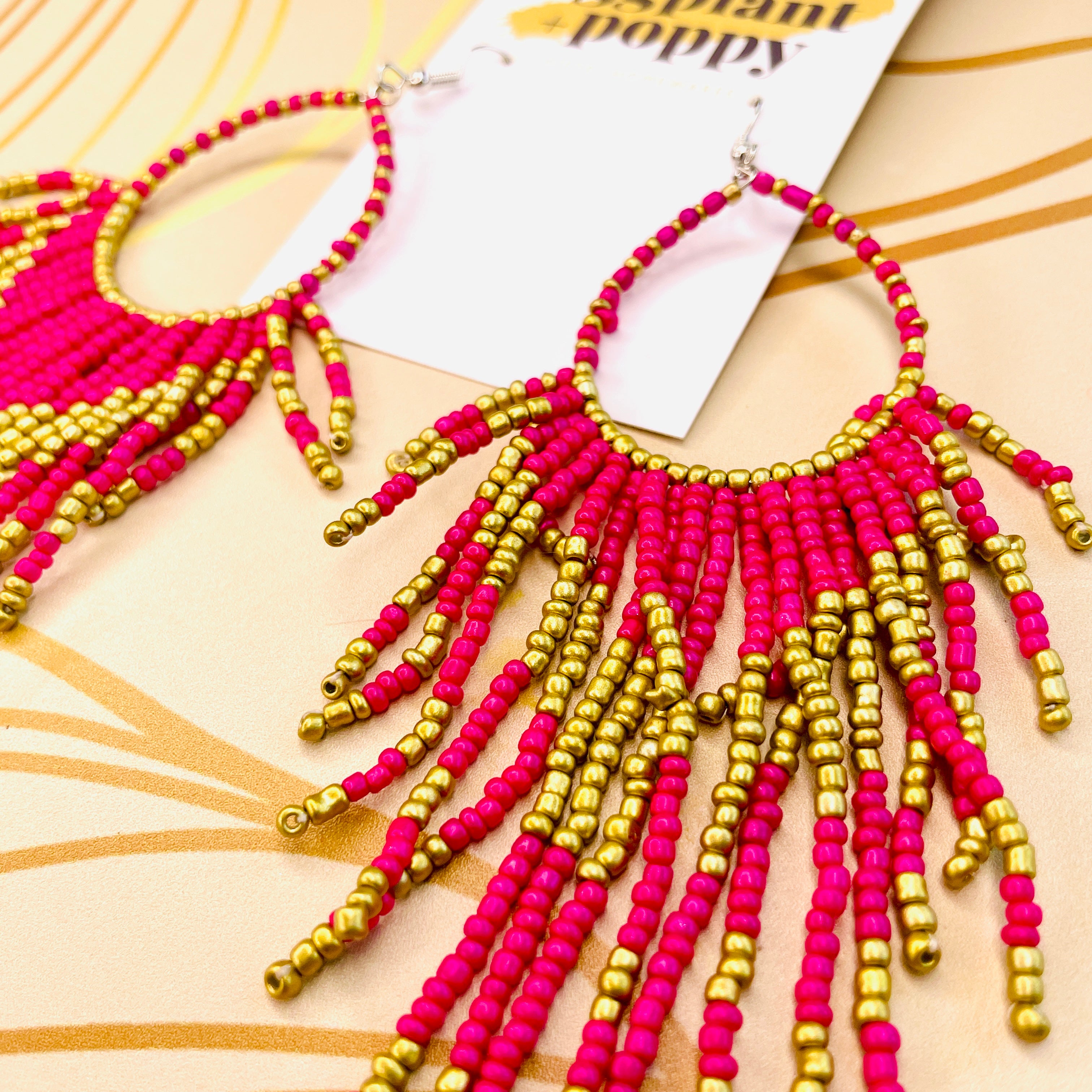 Gold & Pink Chandelier Earrings
