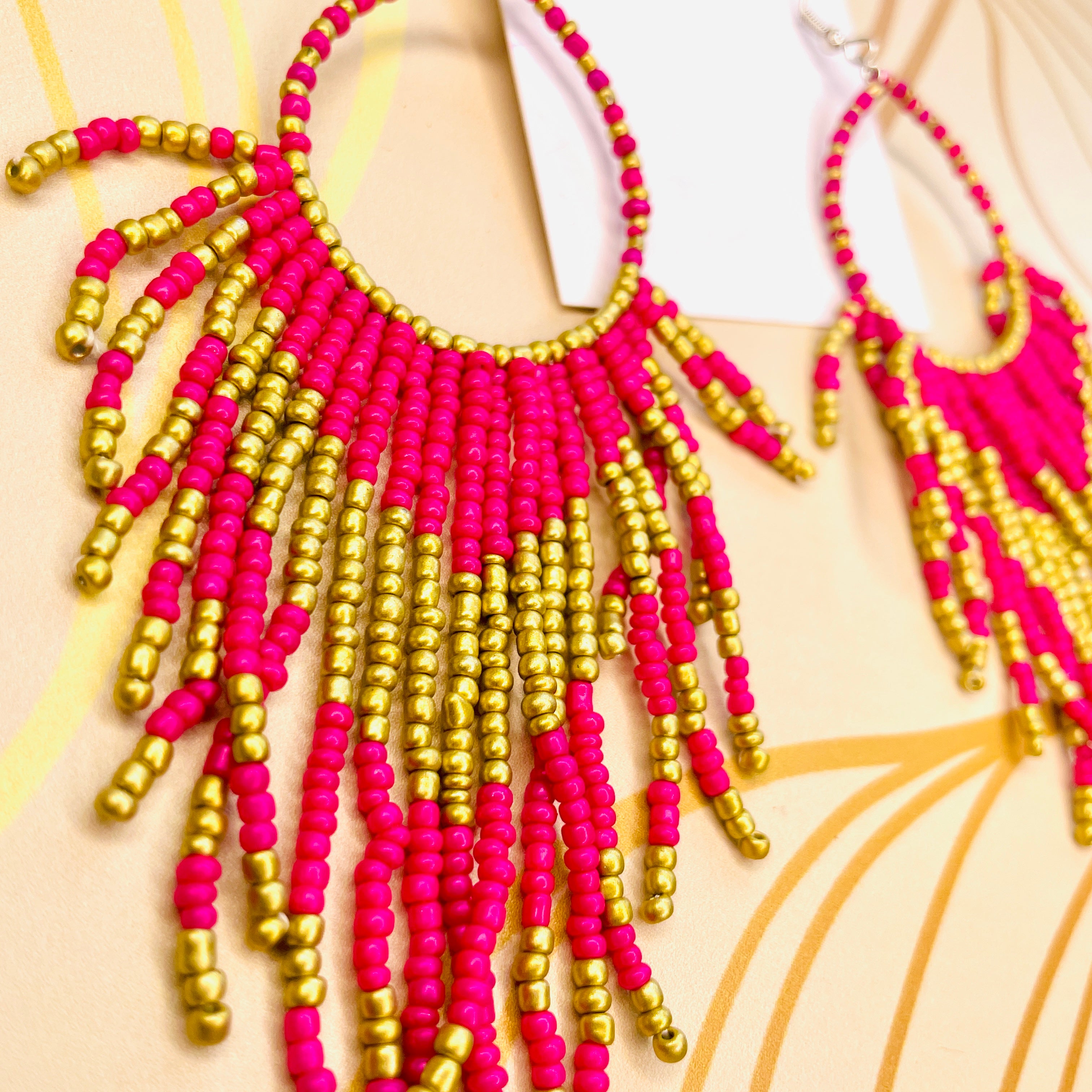 Gold & Pink Chandelier Earrings