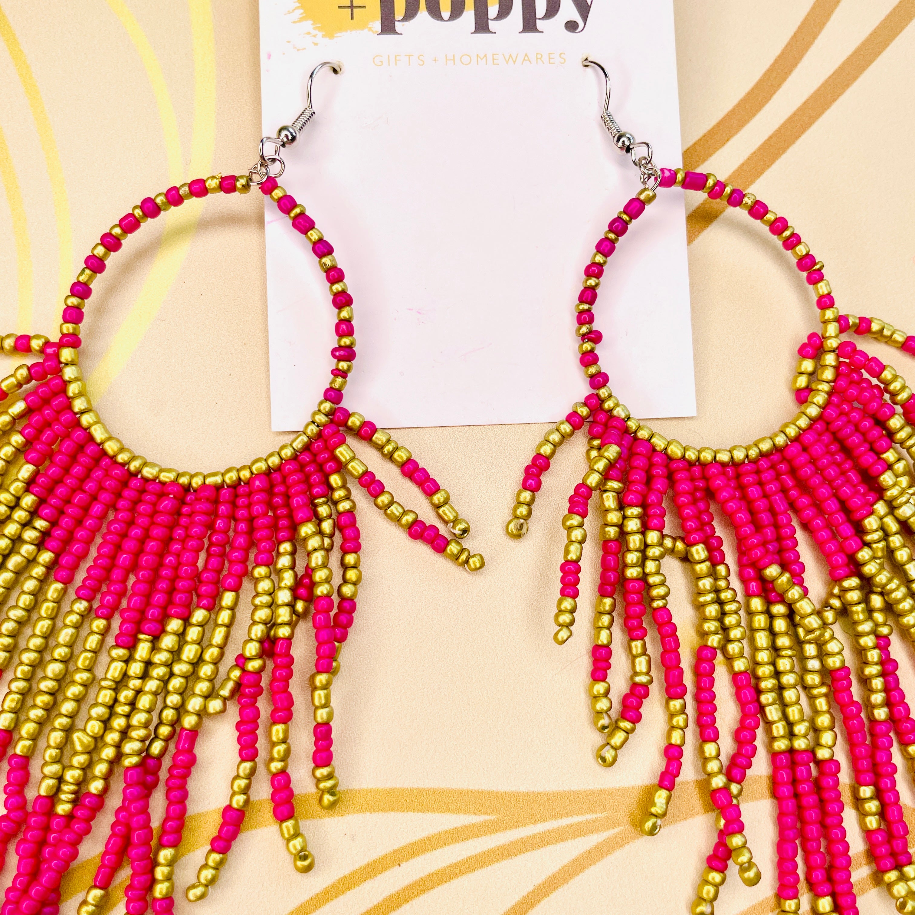 Gold & Pink Chandelier Earrings