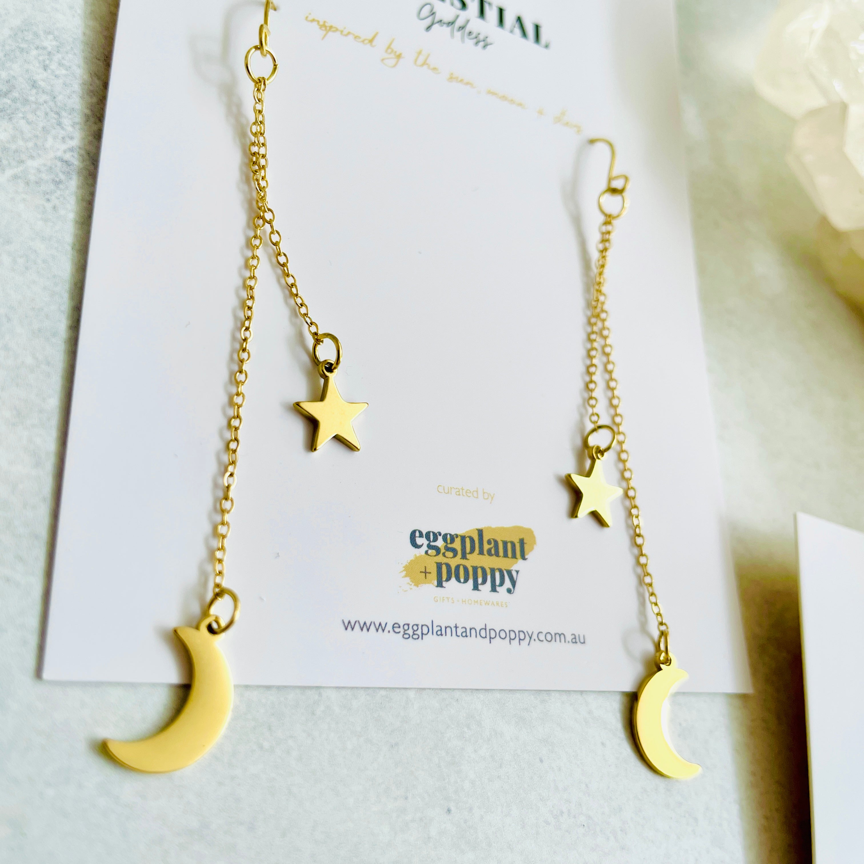 Star & Moon Chain Earrings