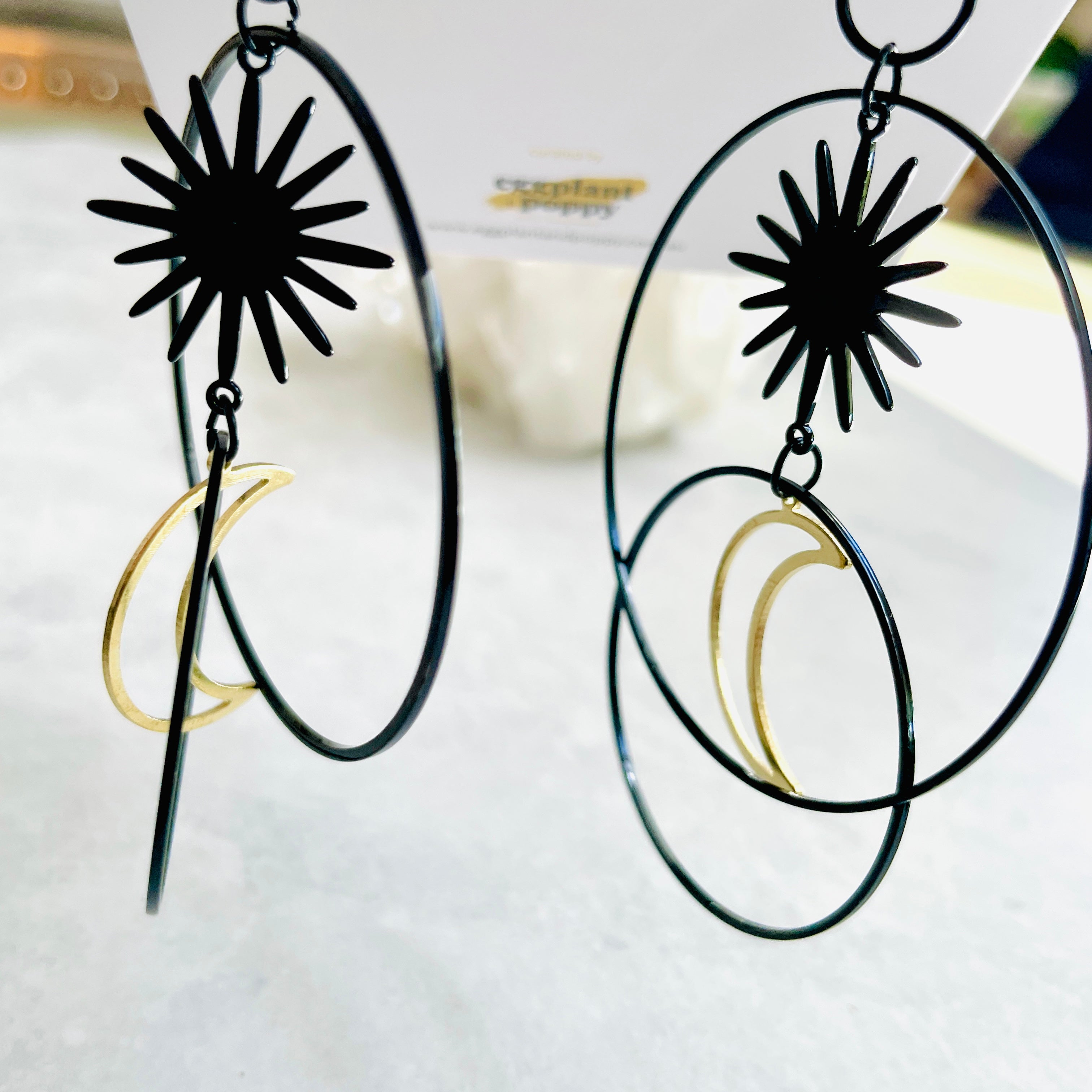 Layered Moon Hoop Earrings