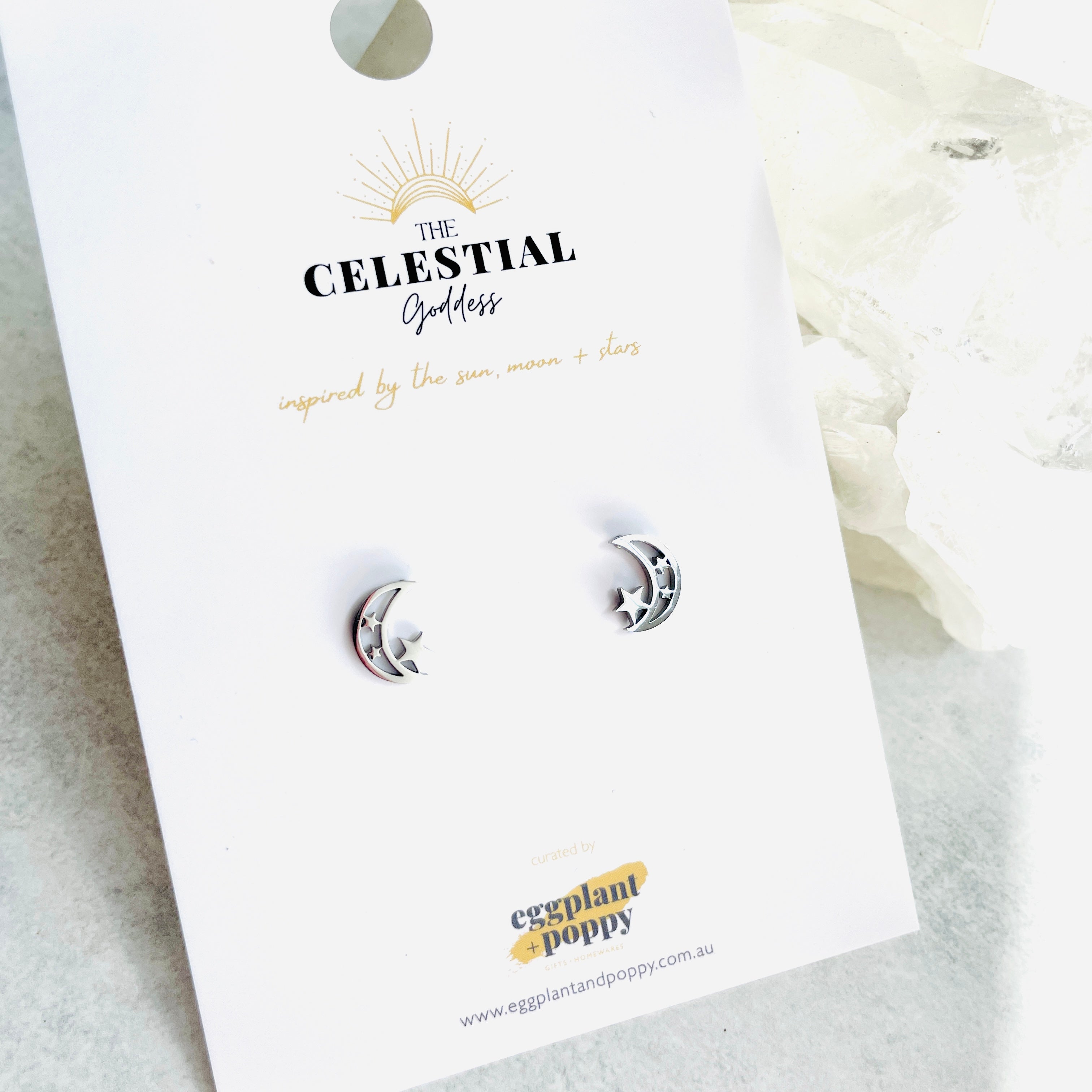 Stainless Steel Stud Earring - Moon