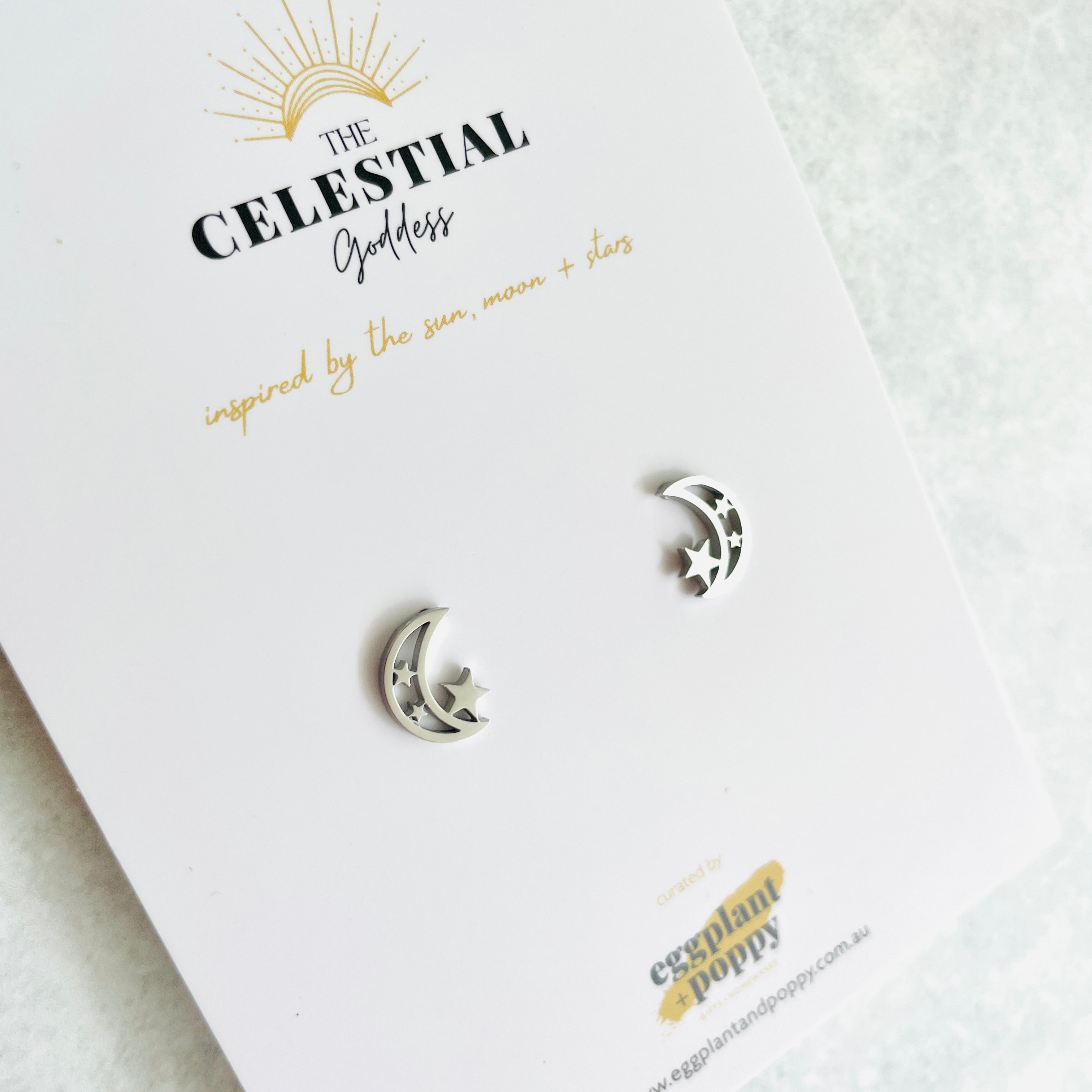 Stainless Steel Stud Earring - Moon