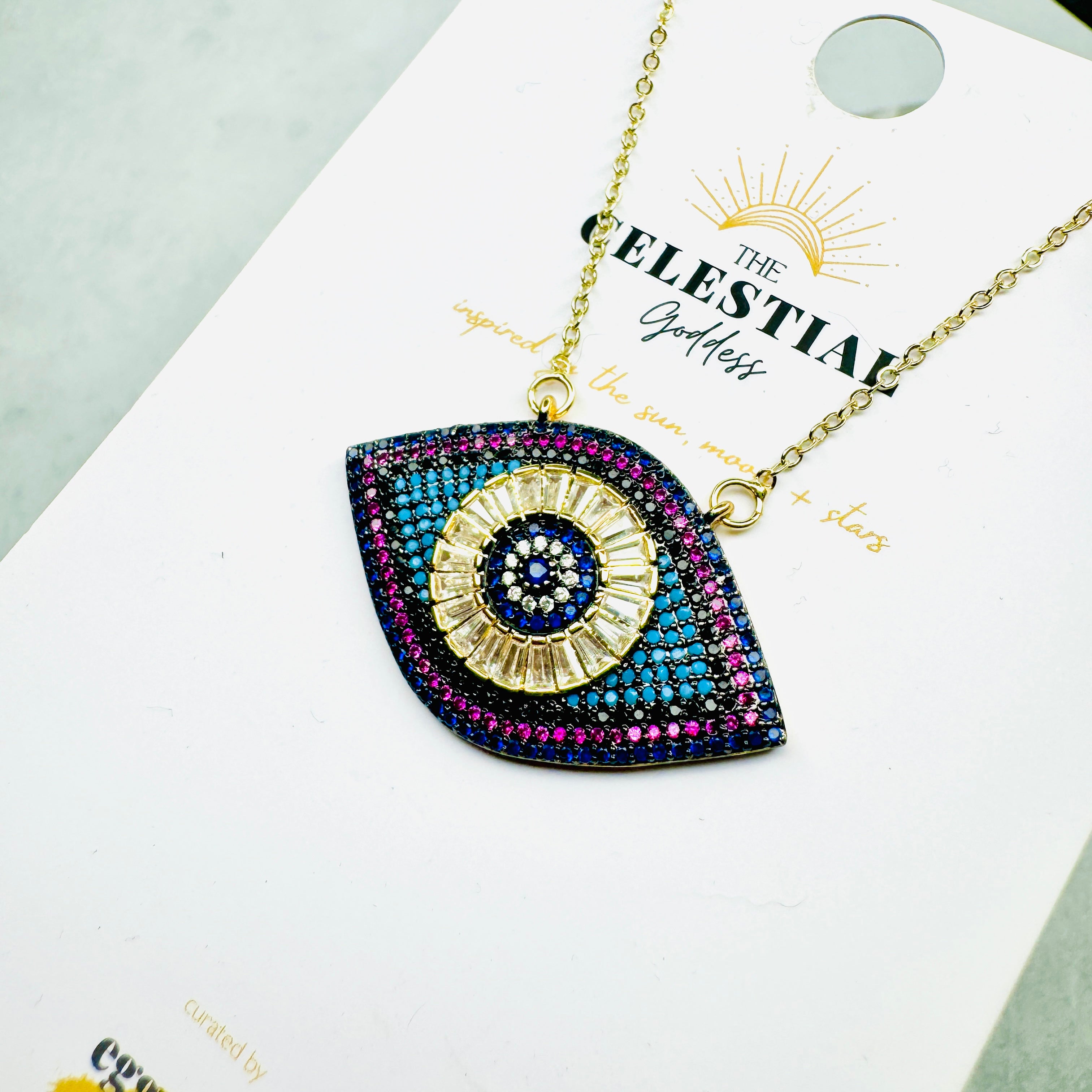 Coloured Eye Statement Necklace