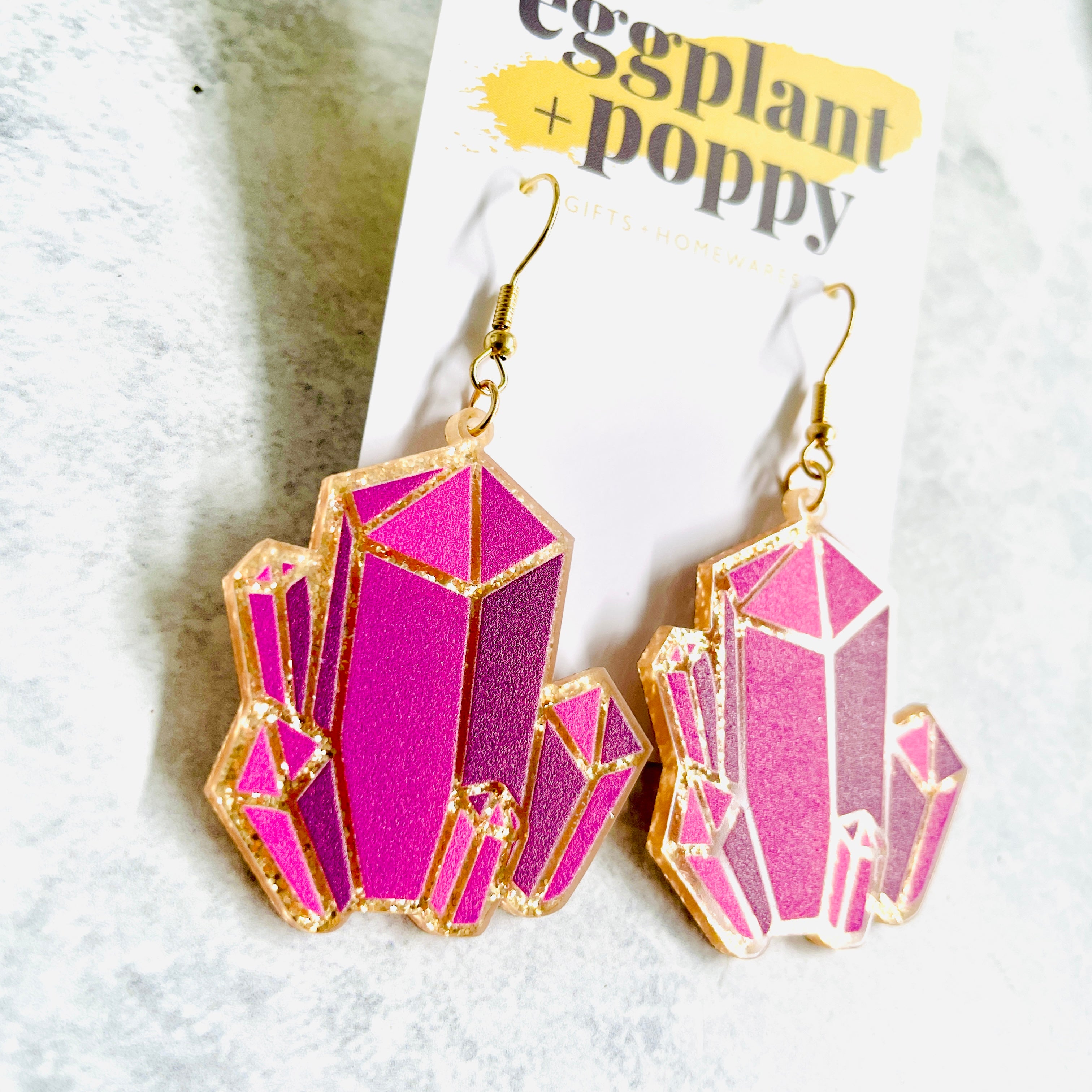 Pink Crystal Cluster Earrings