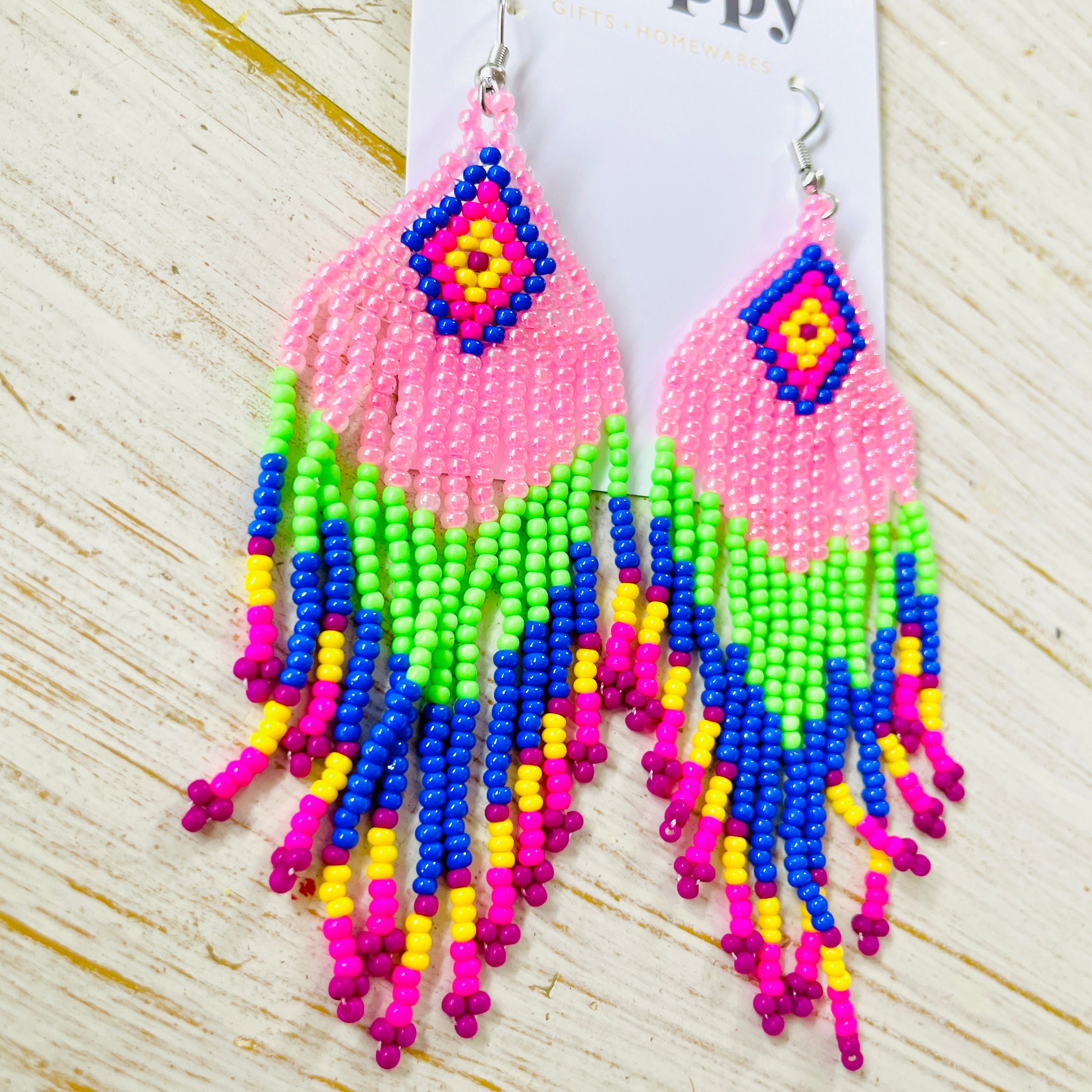 Pink Beaded Earrings