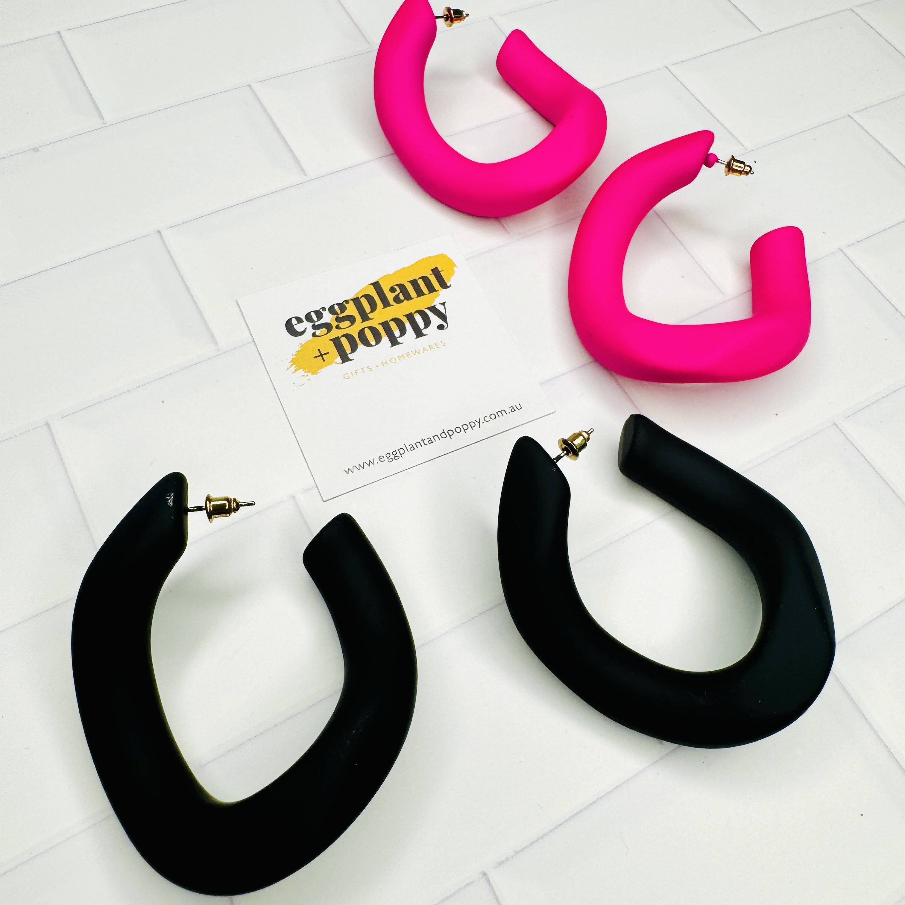 Large Curved Hoop Earrings