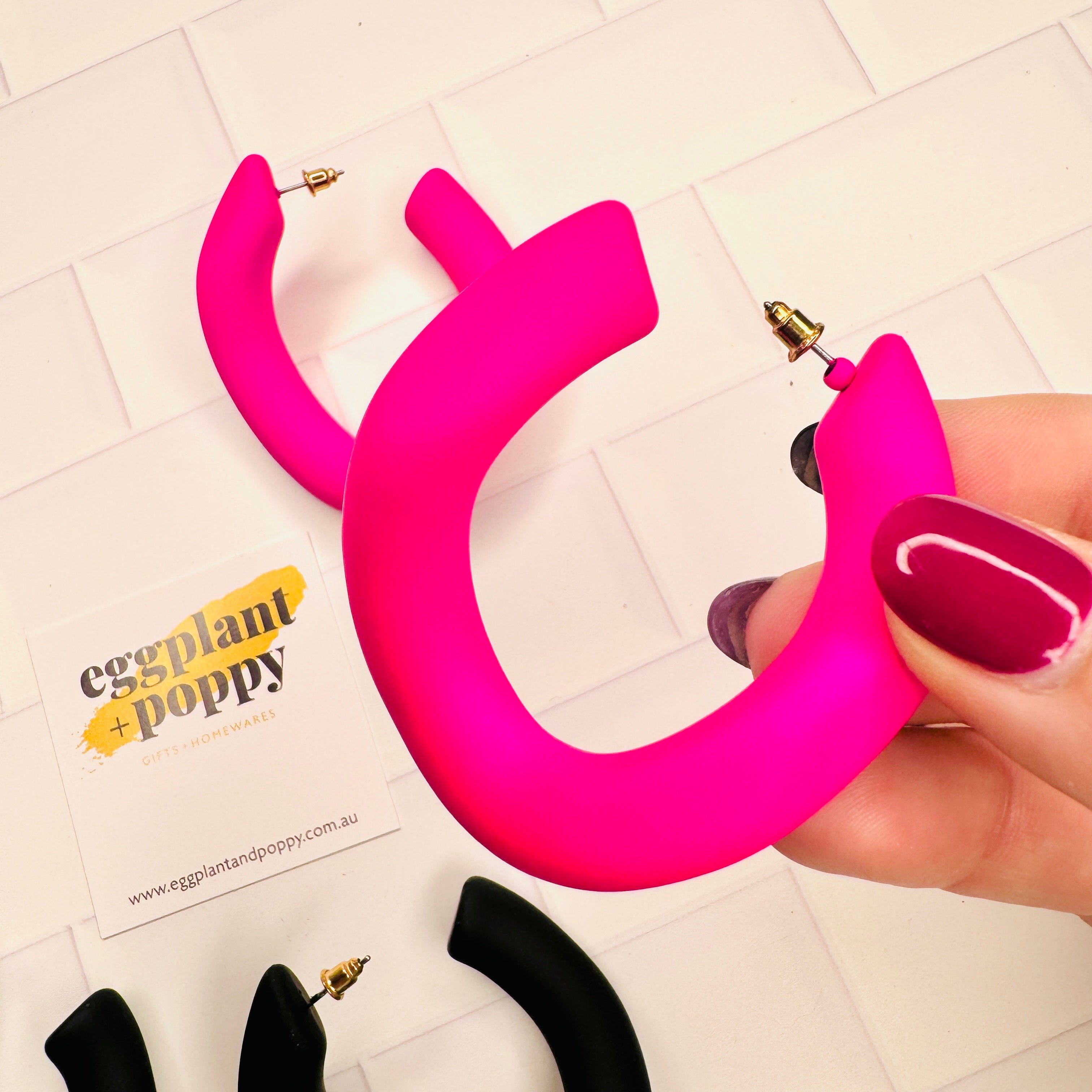 Large Curved Hoop Earrings