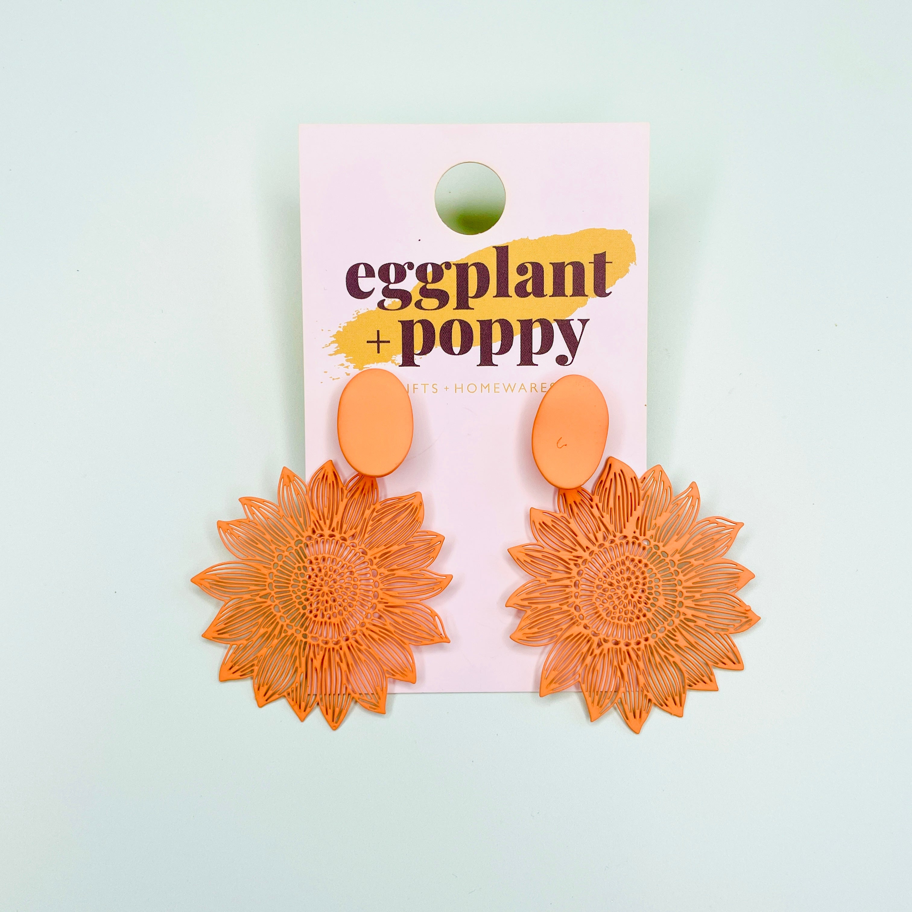 Orange Filigree Earrings - Flower