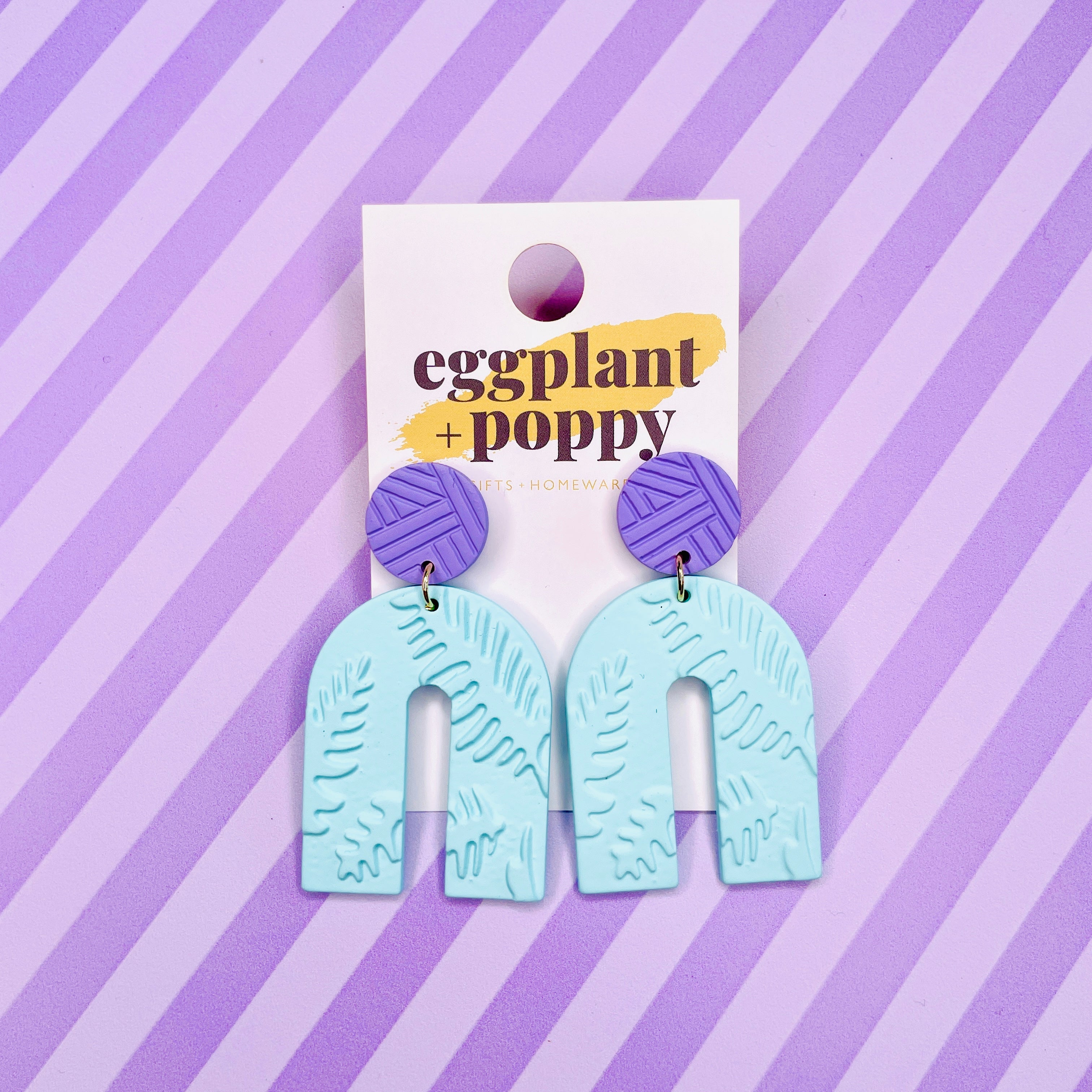 Mint & Purple Arch Earrings