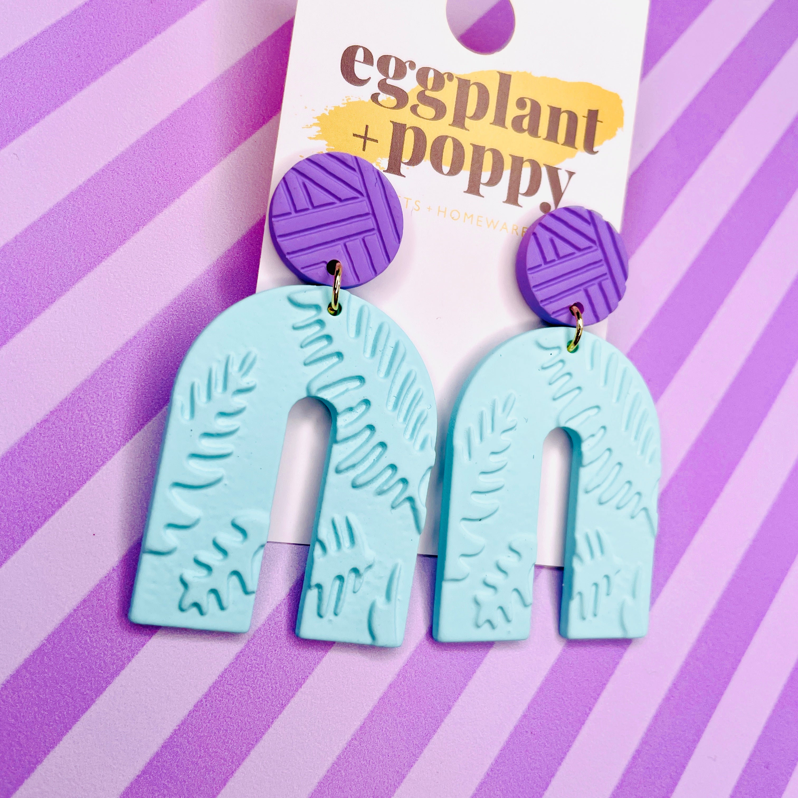Mint & Purple Arch Earrings