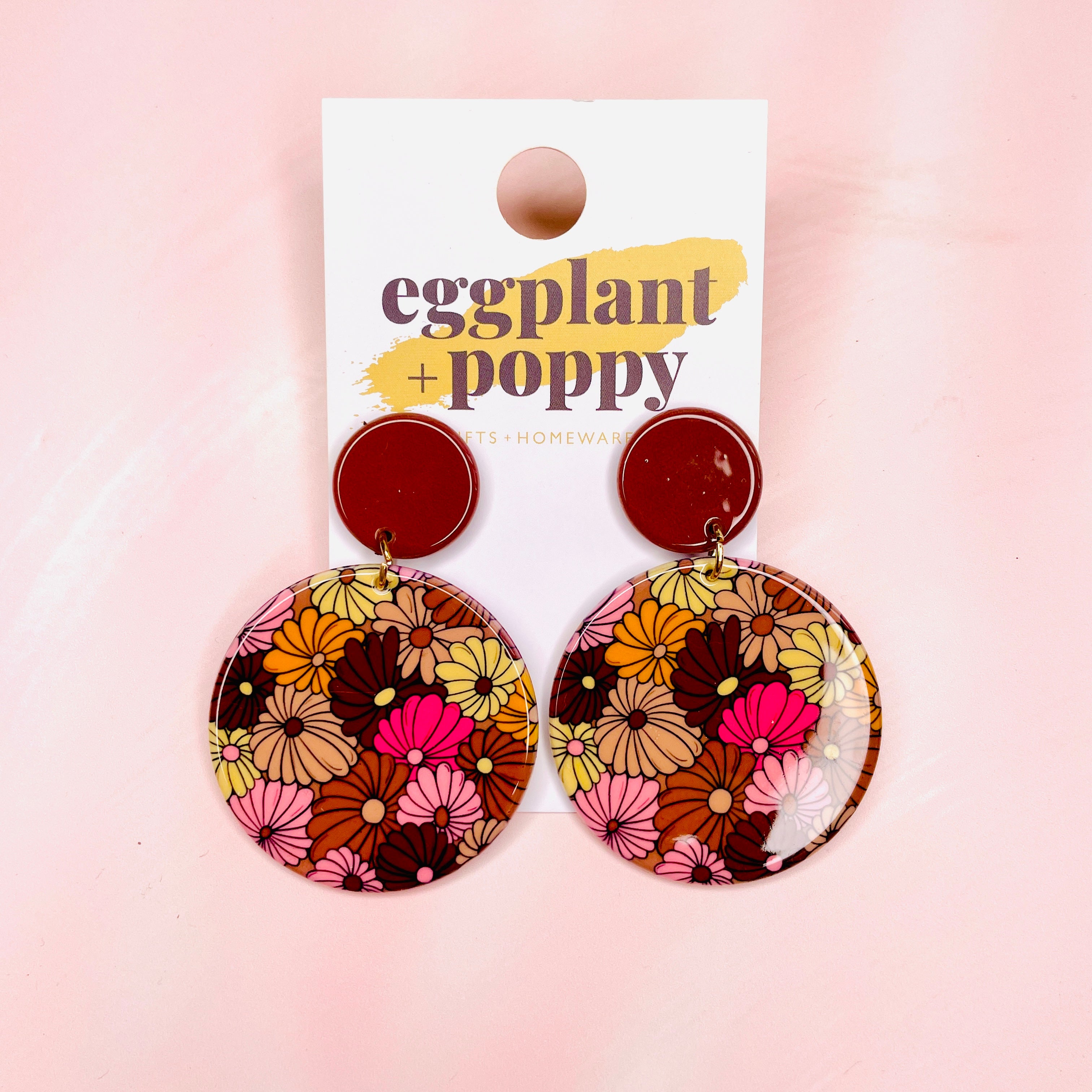 Brown Flower Earrings
