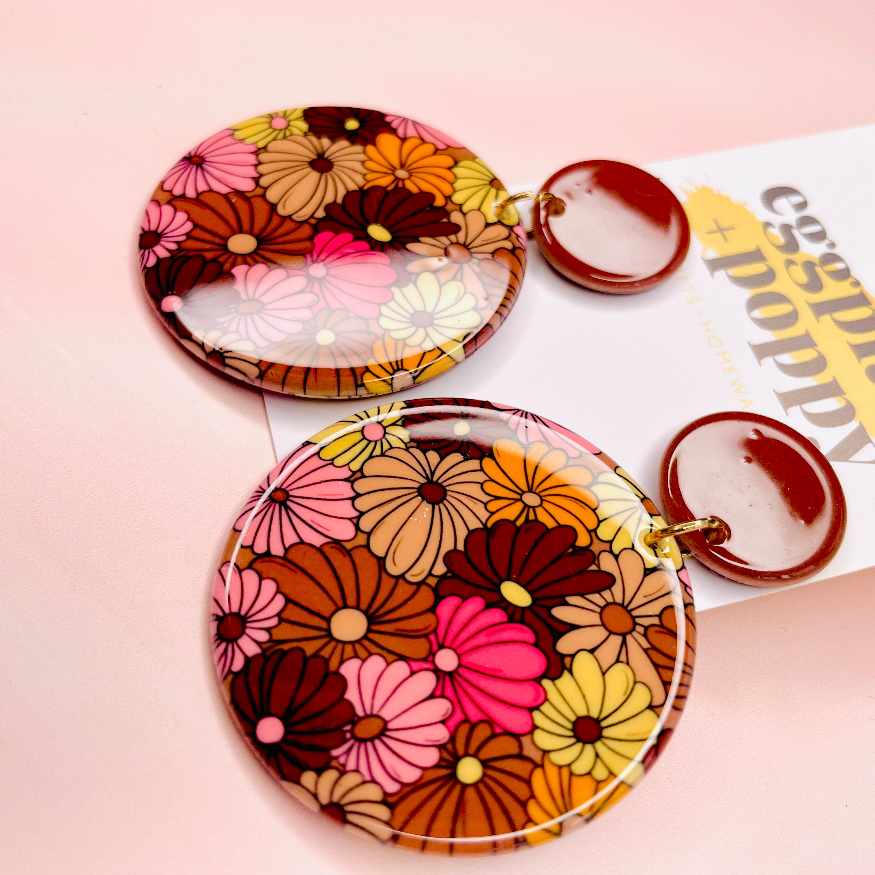 Brown Flower Earrings