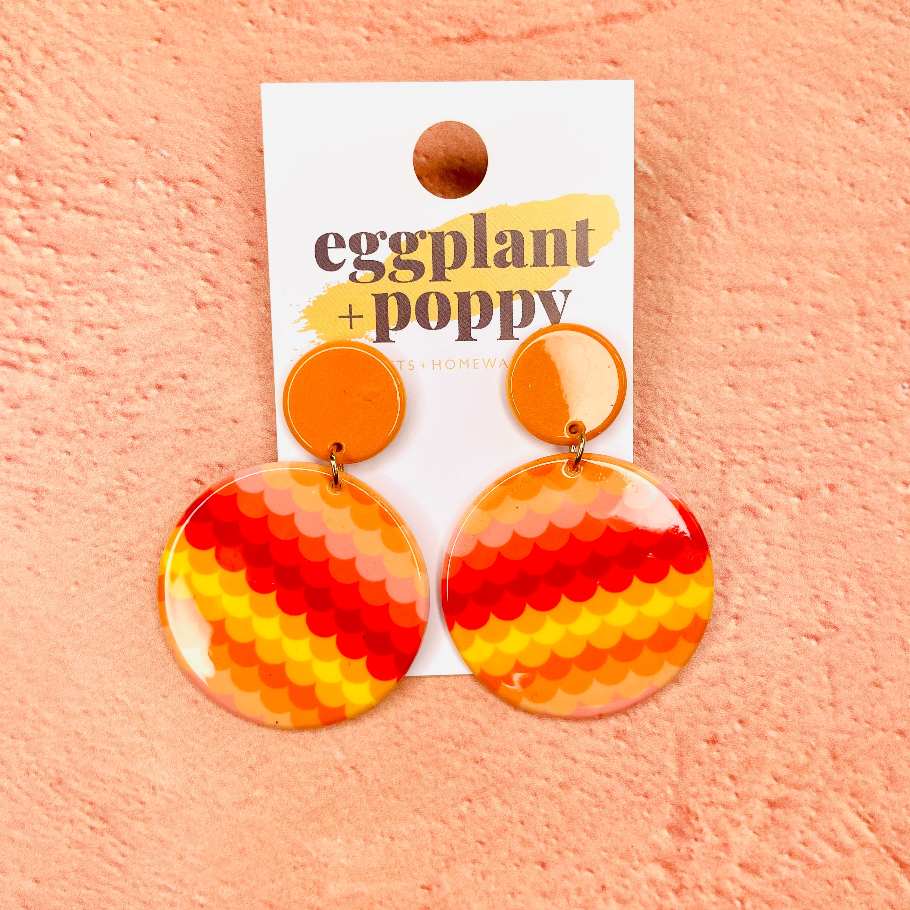 Burnt Orange Disc Earrings