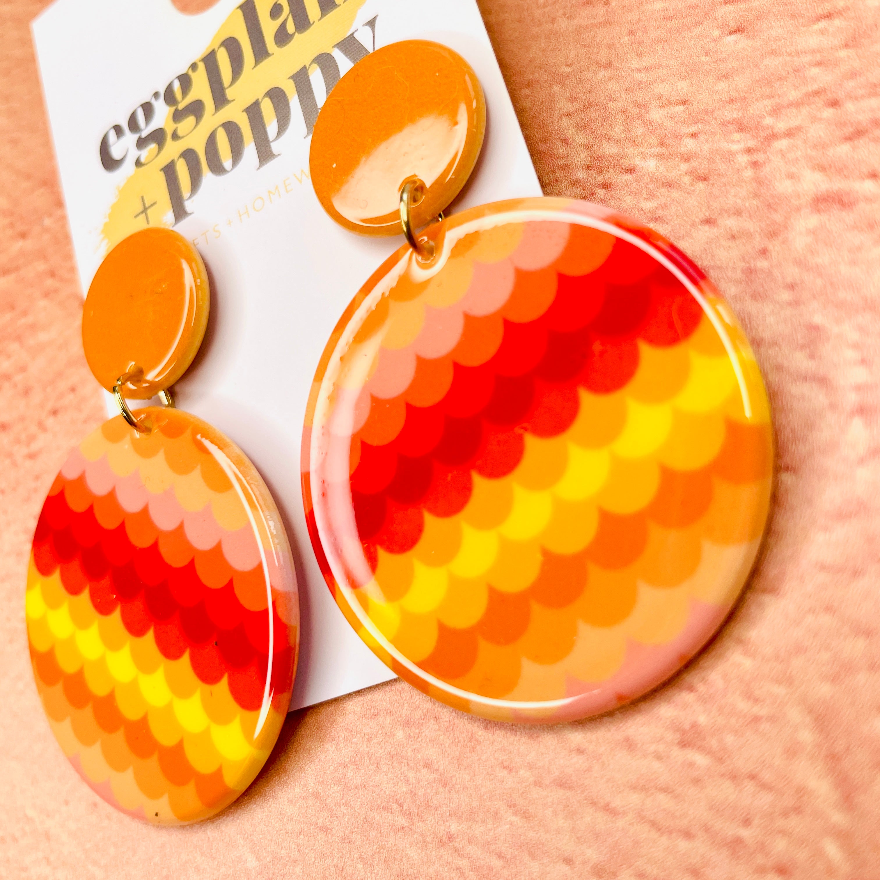Burnt Orange Disc Earrings