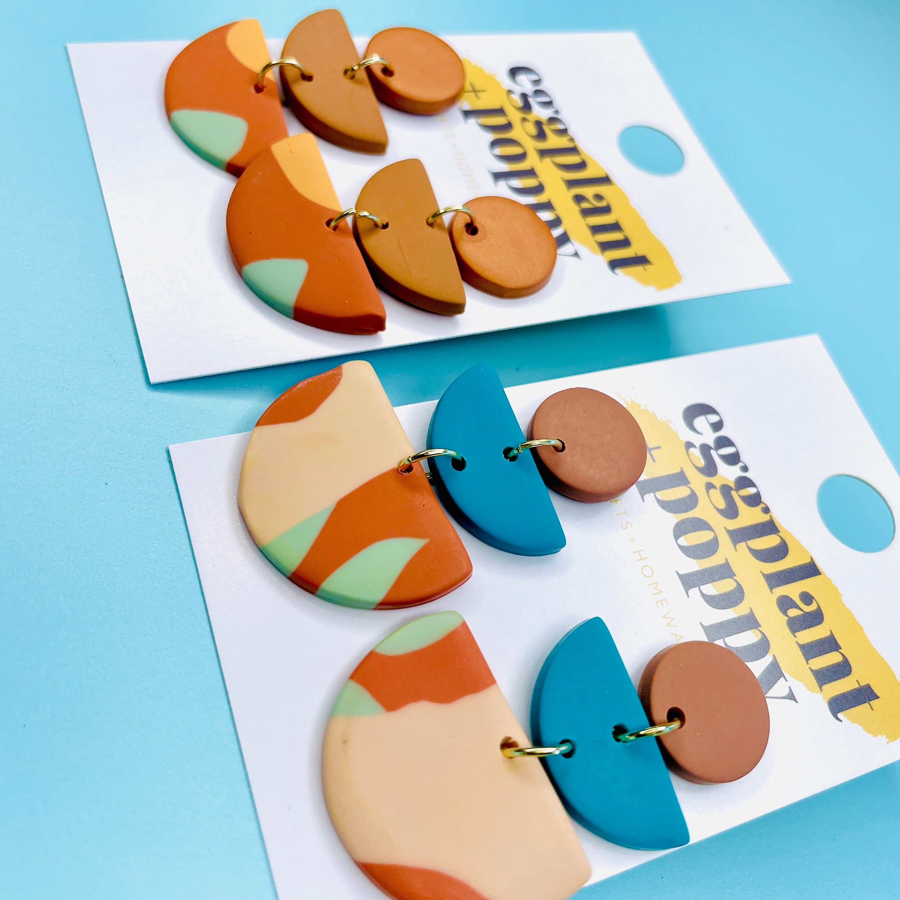 Semi Circle Clay Earrings