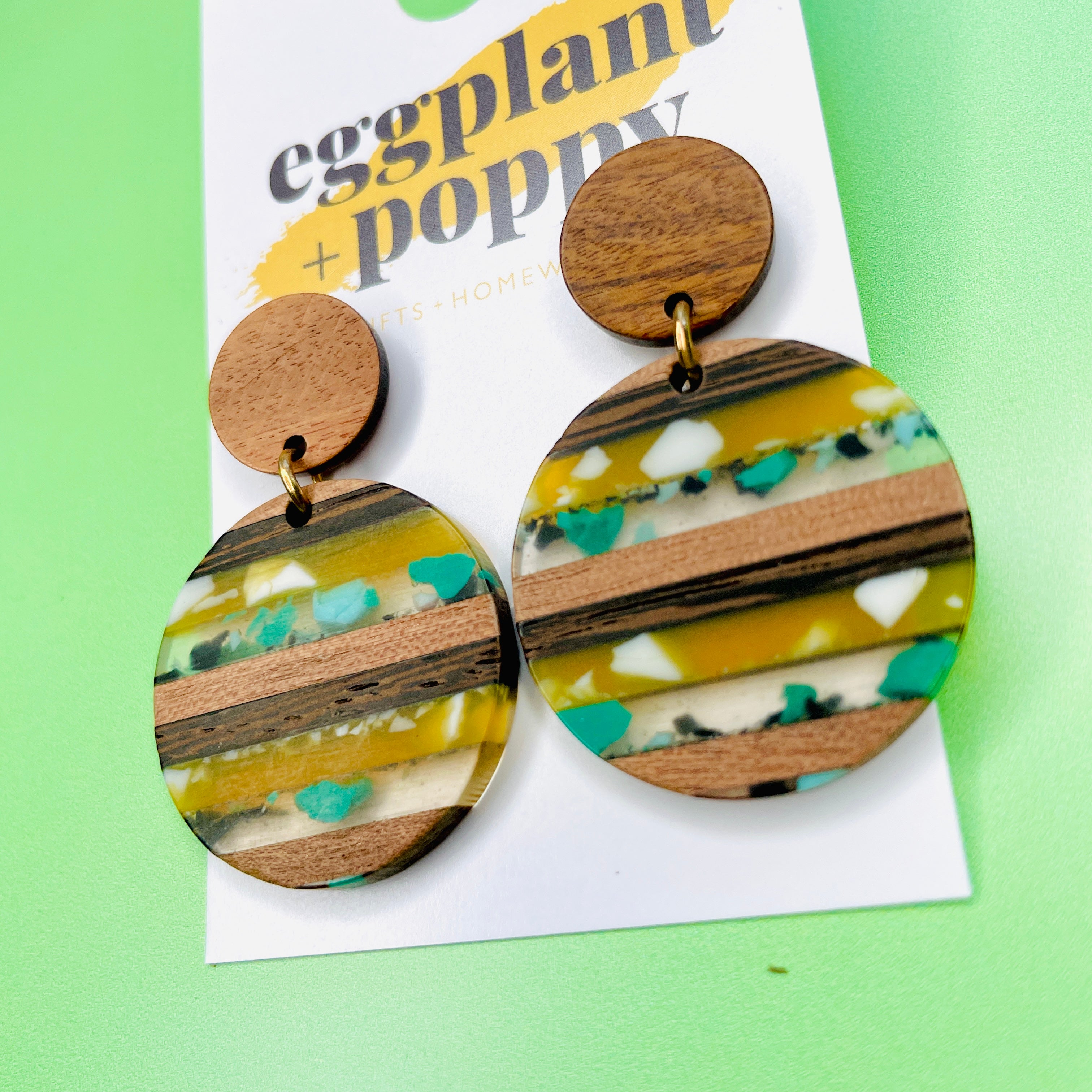 Resin & Wood Splice Earrings