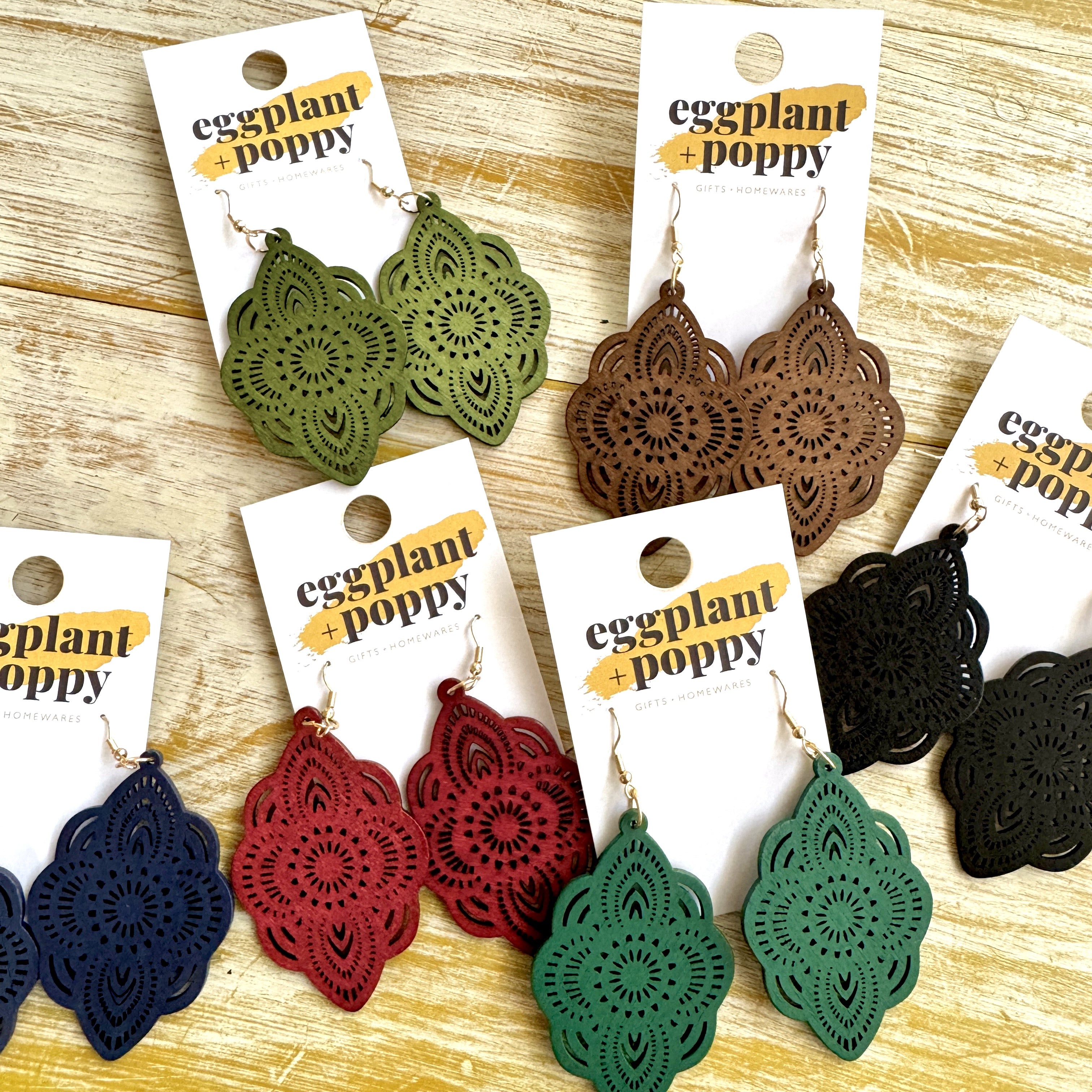 Timber Coloured Mandala Earrings