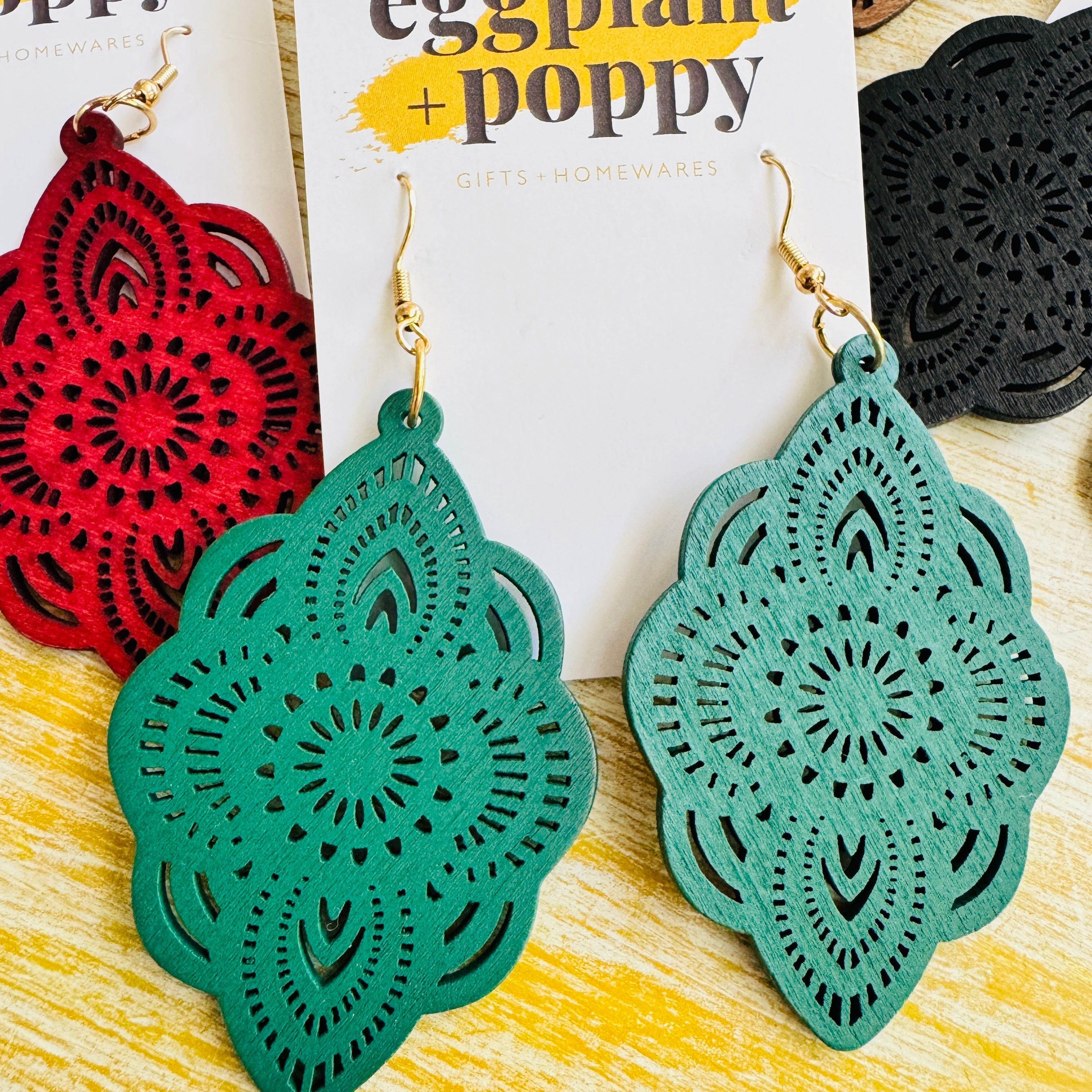 Timber Coloured Mandala Earrings
