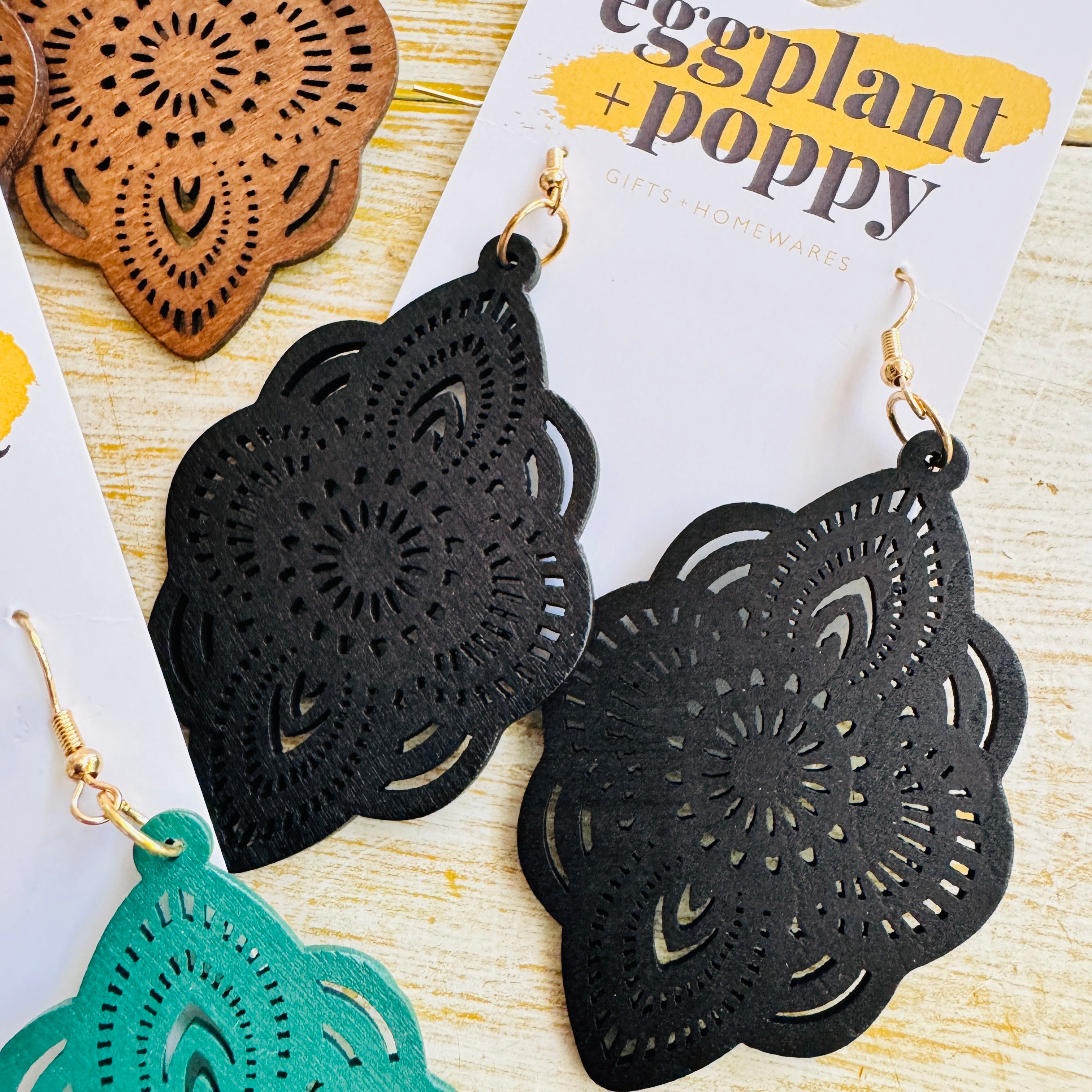 Timber Coloured Mandala Earrings