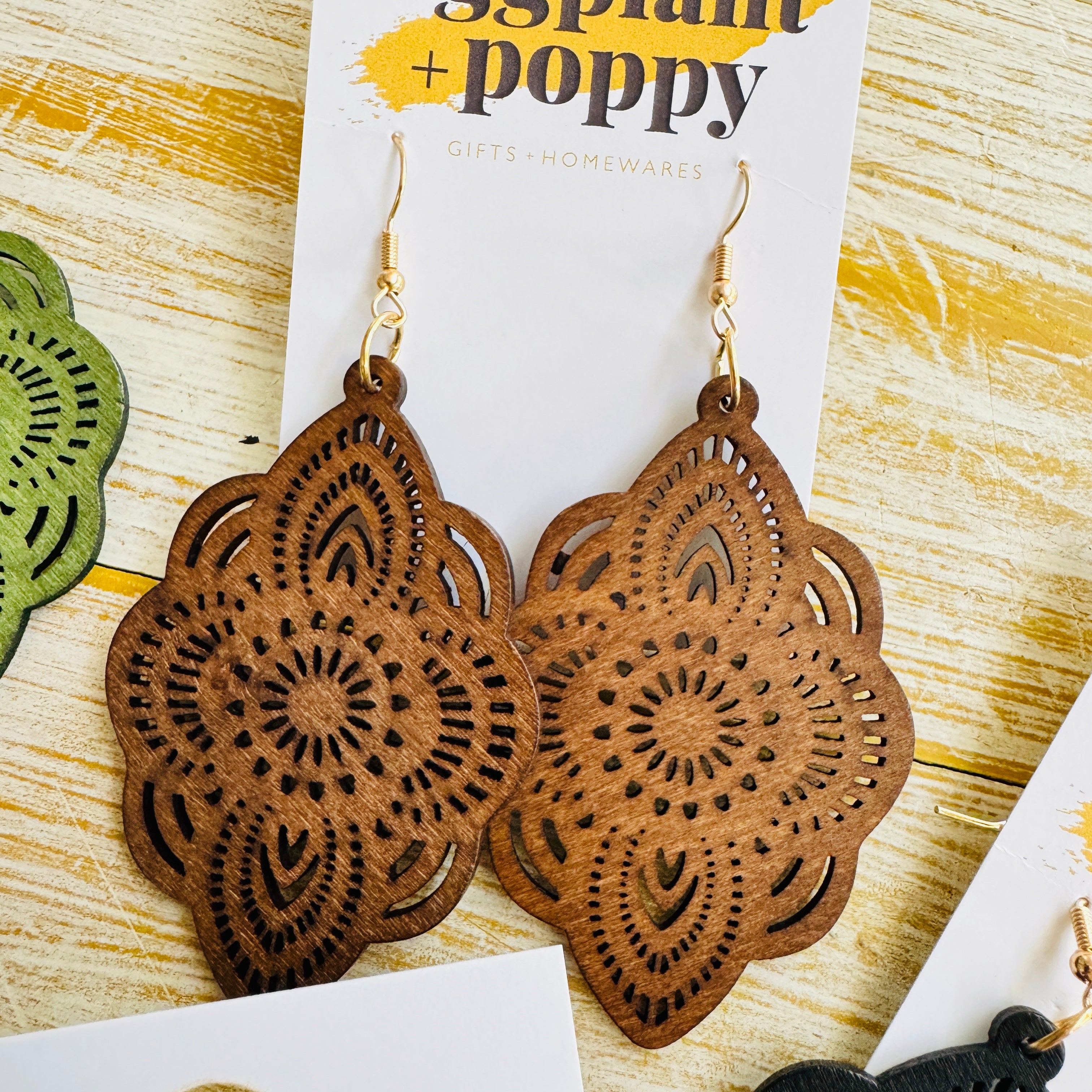 Timber Coloured Mandala Earrings