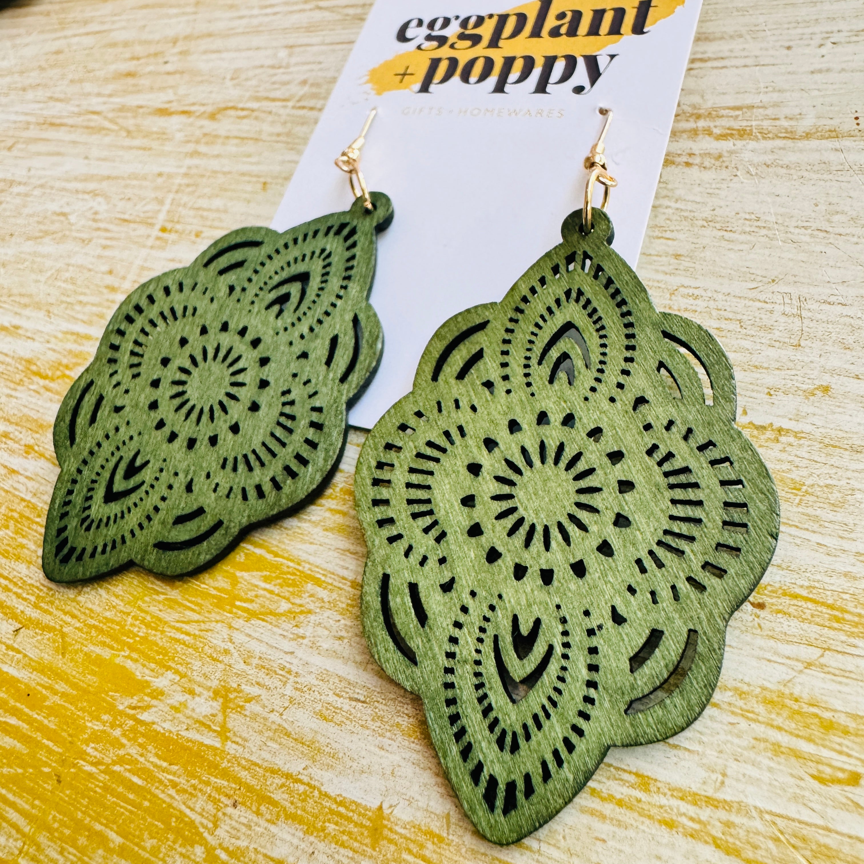 Timber Coloured Mandala Earrings