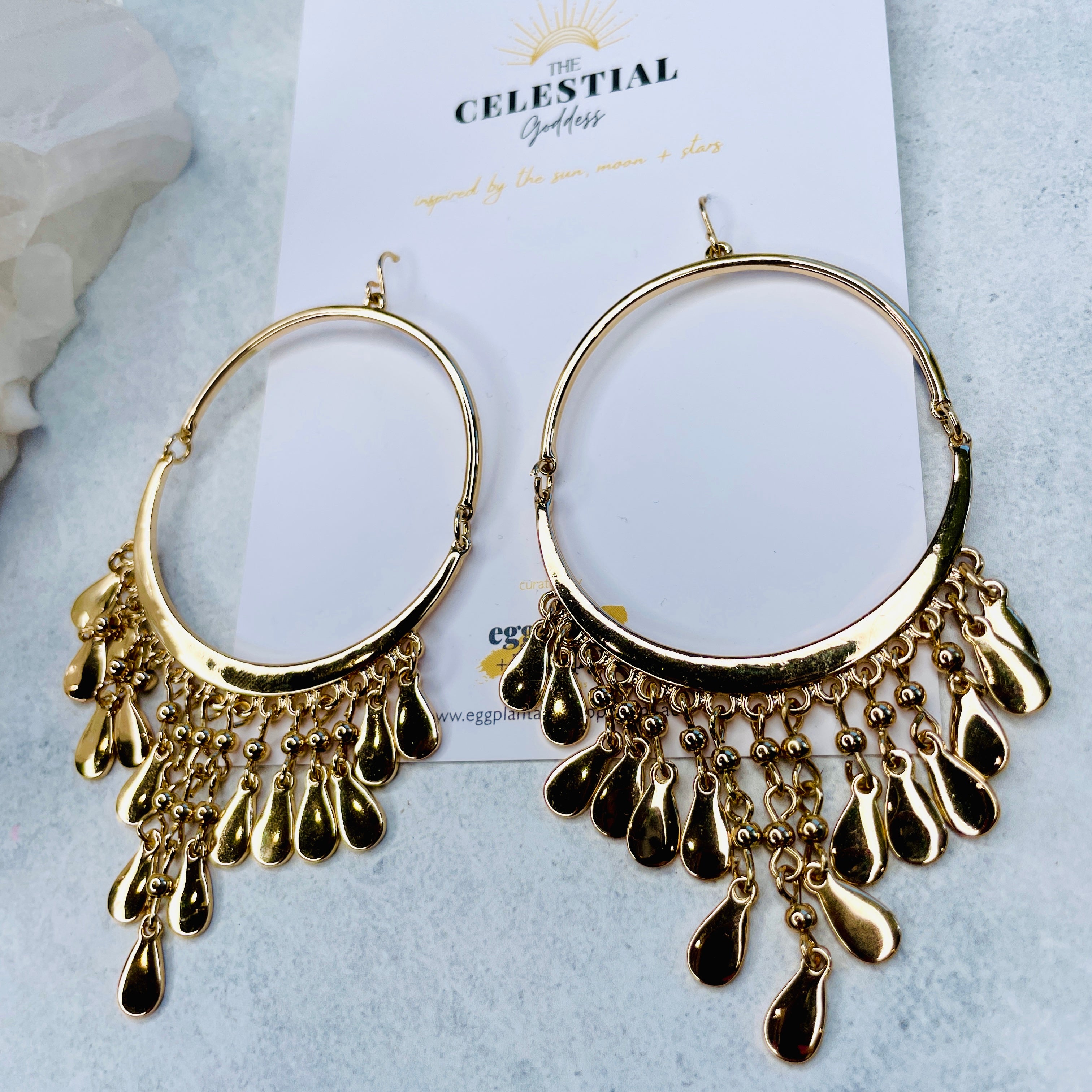 Tiered Drop Hoop Earrings
