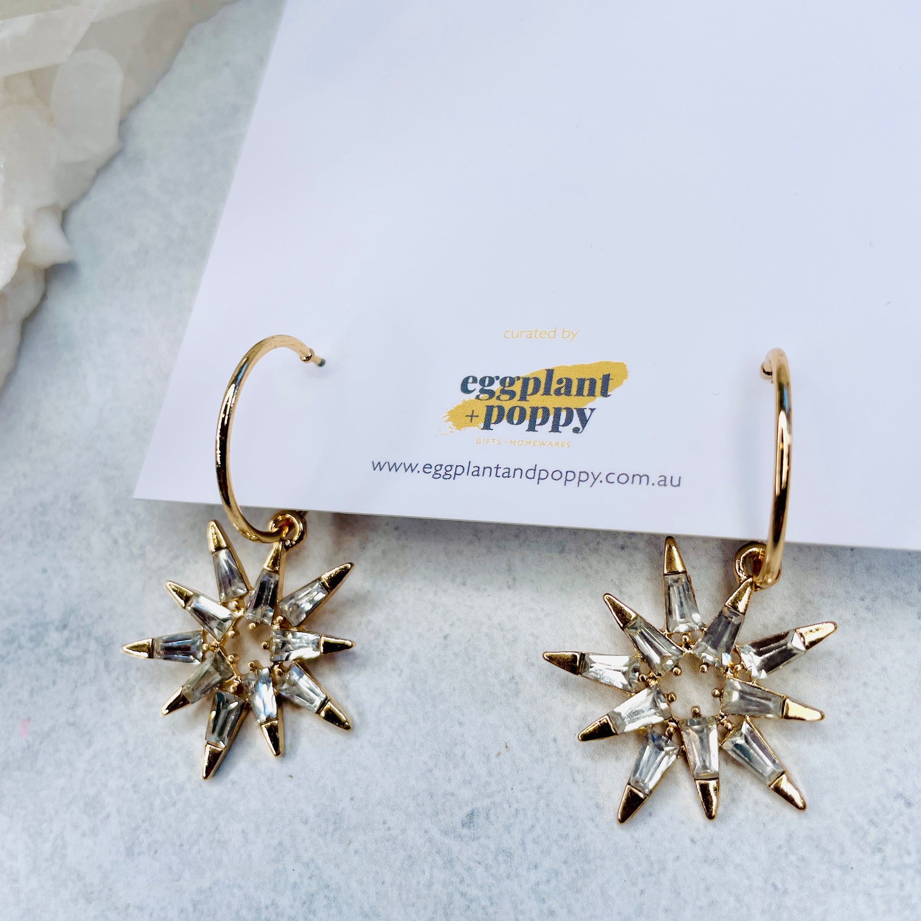 Crystal Starburst Hoop Earrings