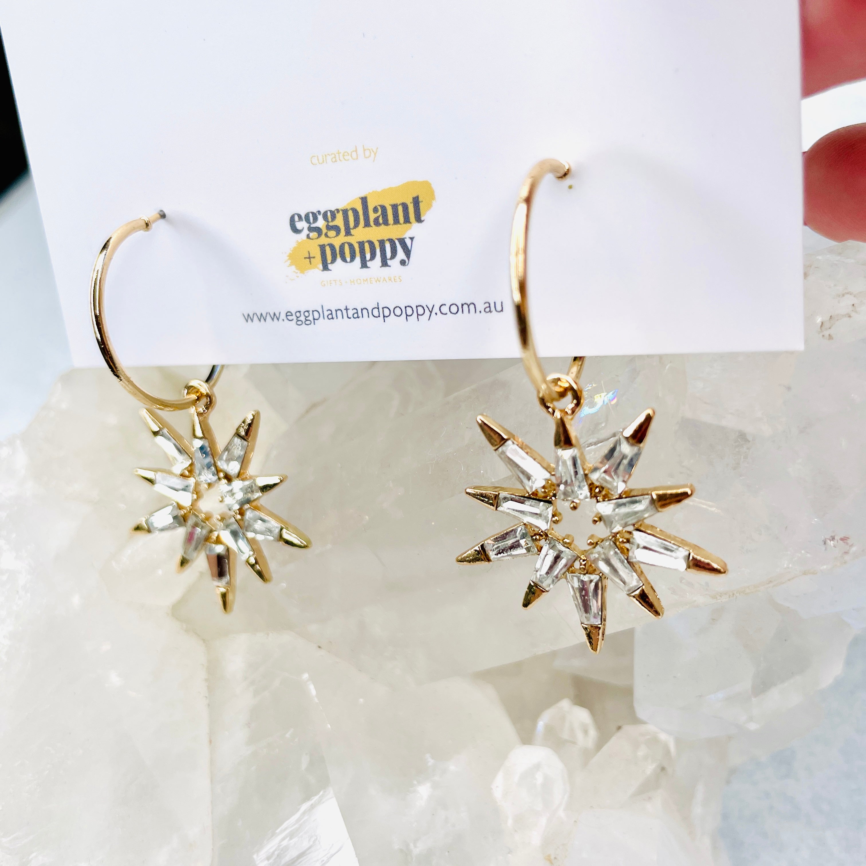 Crystal Starburst Hoop Earrings