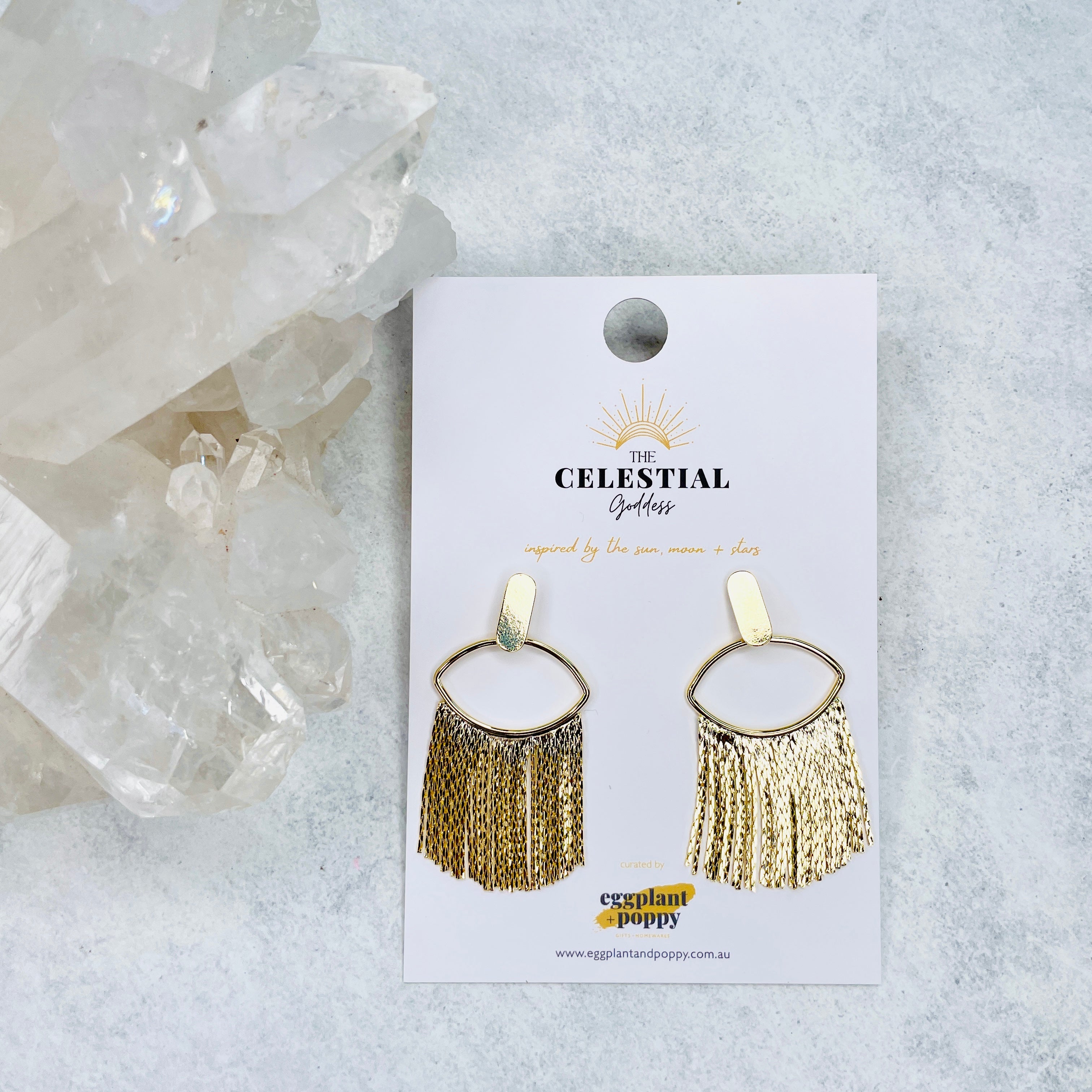 Oval Chain Tassel Earrings