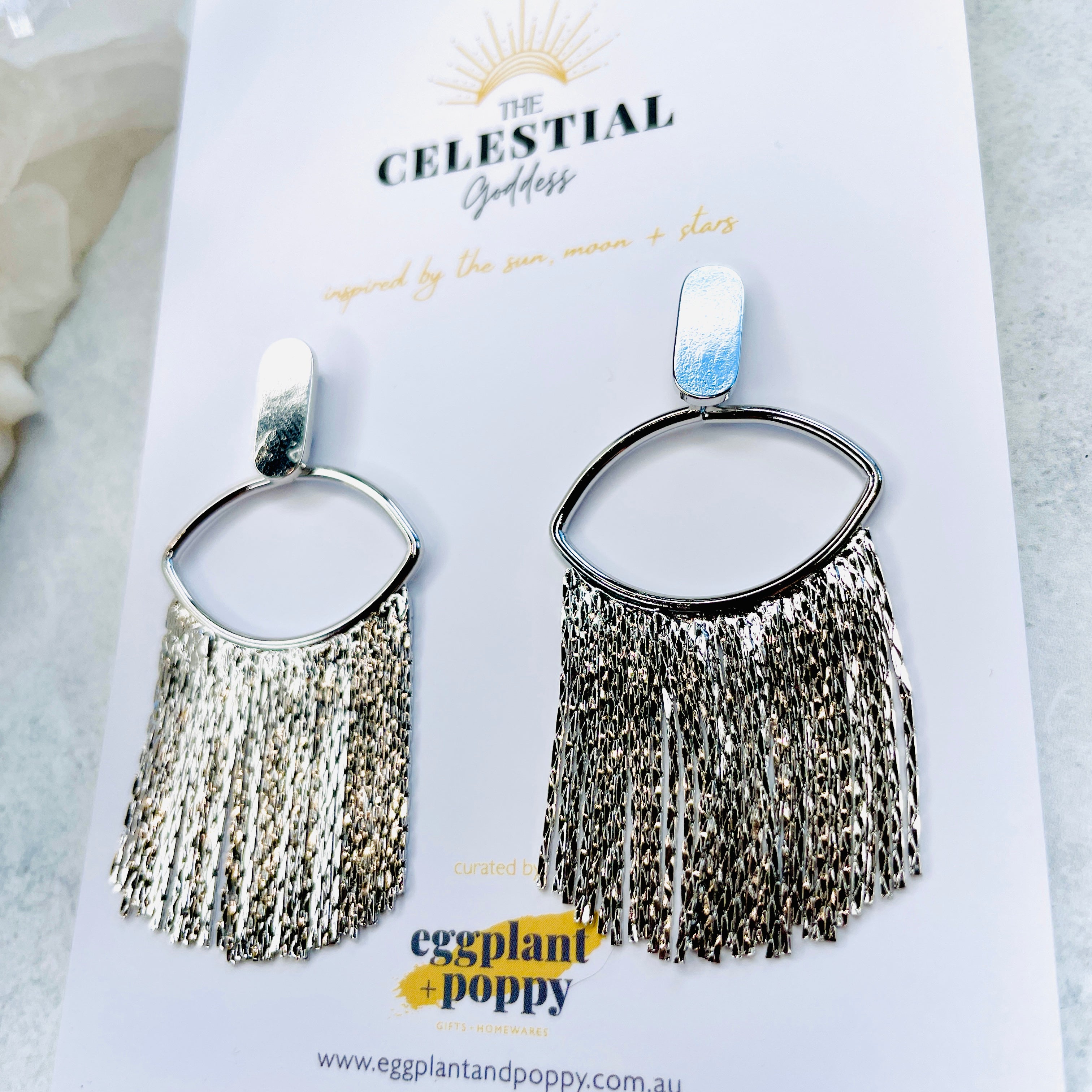 Oval Chain Tassel Earrings