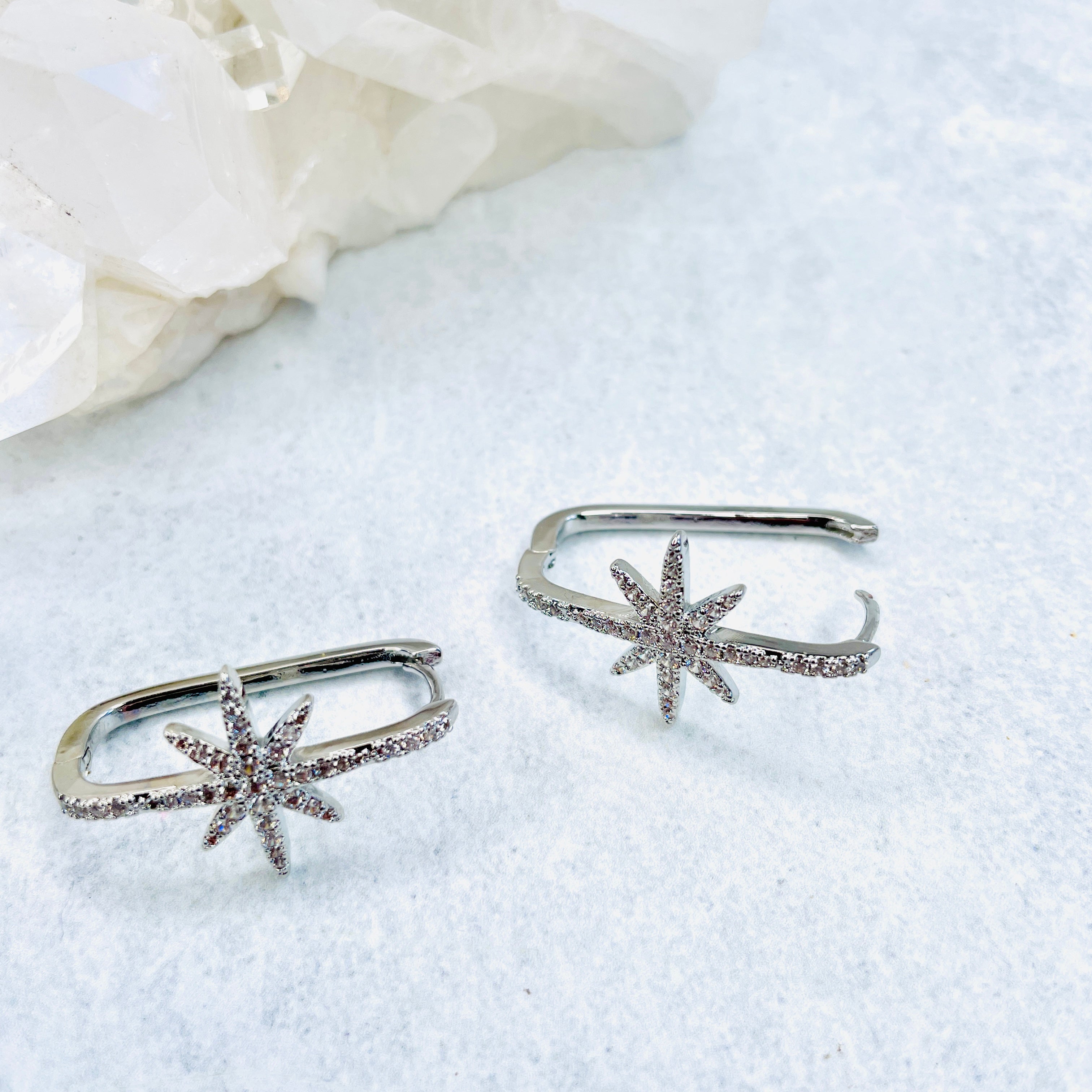 Shooting Star Long Hoop Earrings