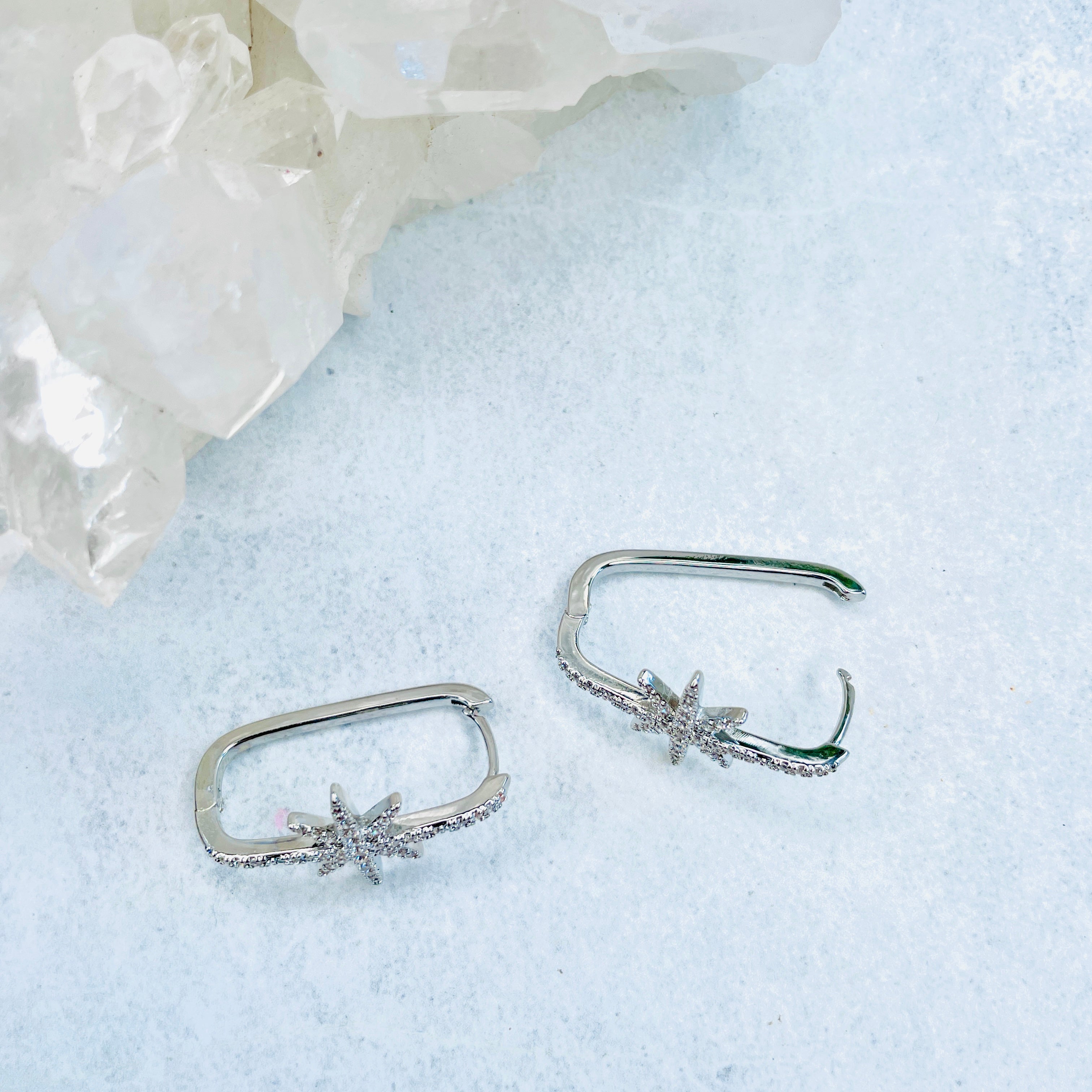 Shooting Star Long Hoop Earrings