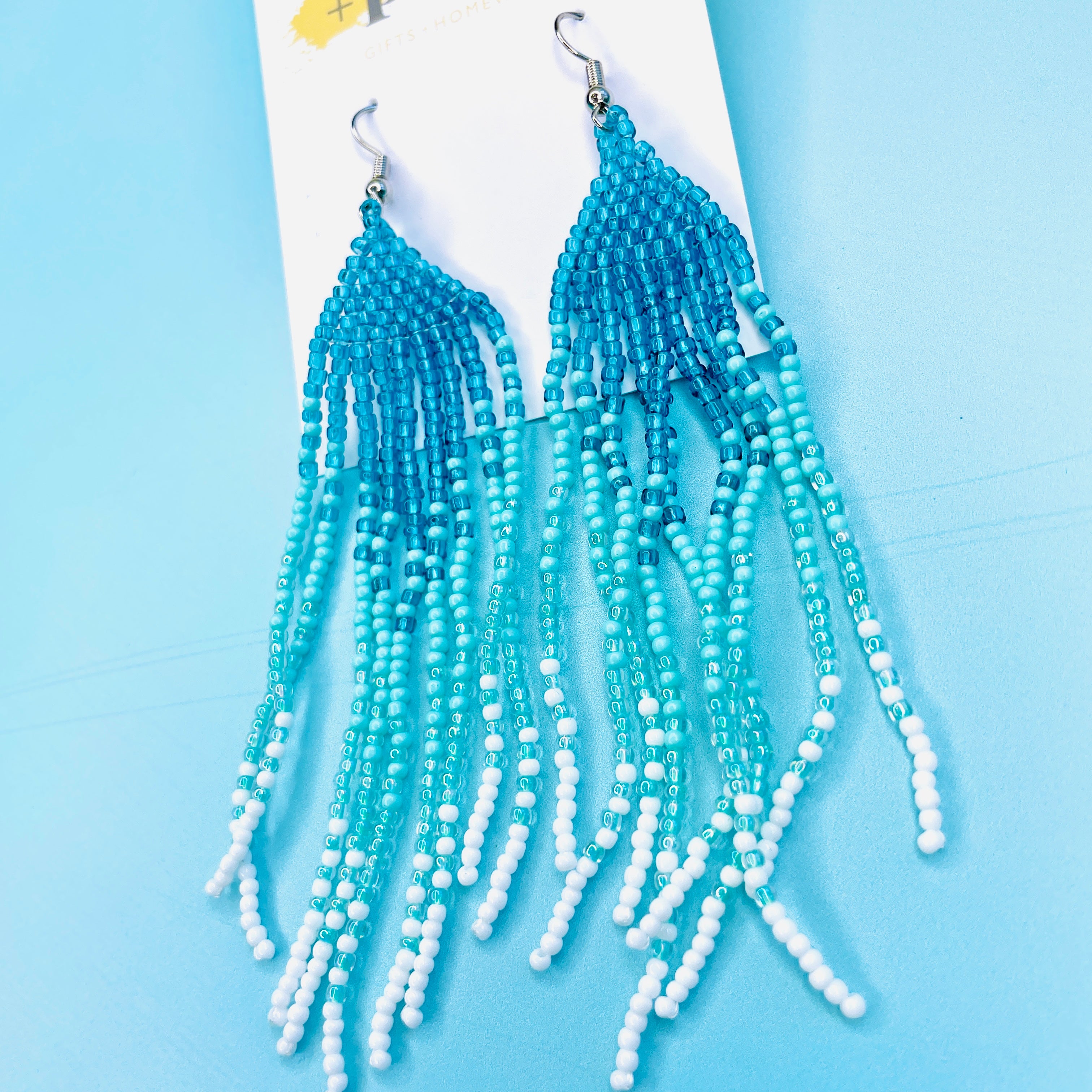 Blue Beaded Earrings