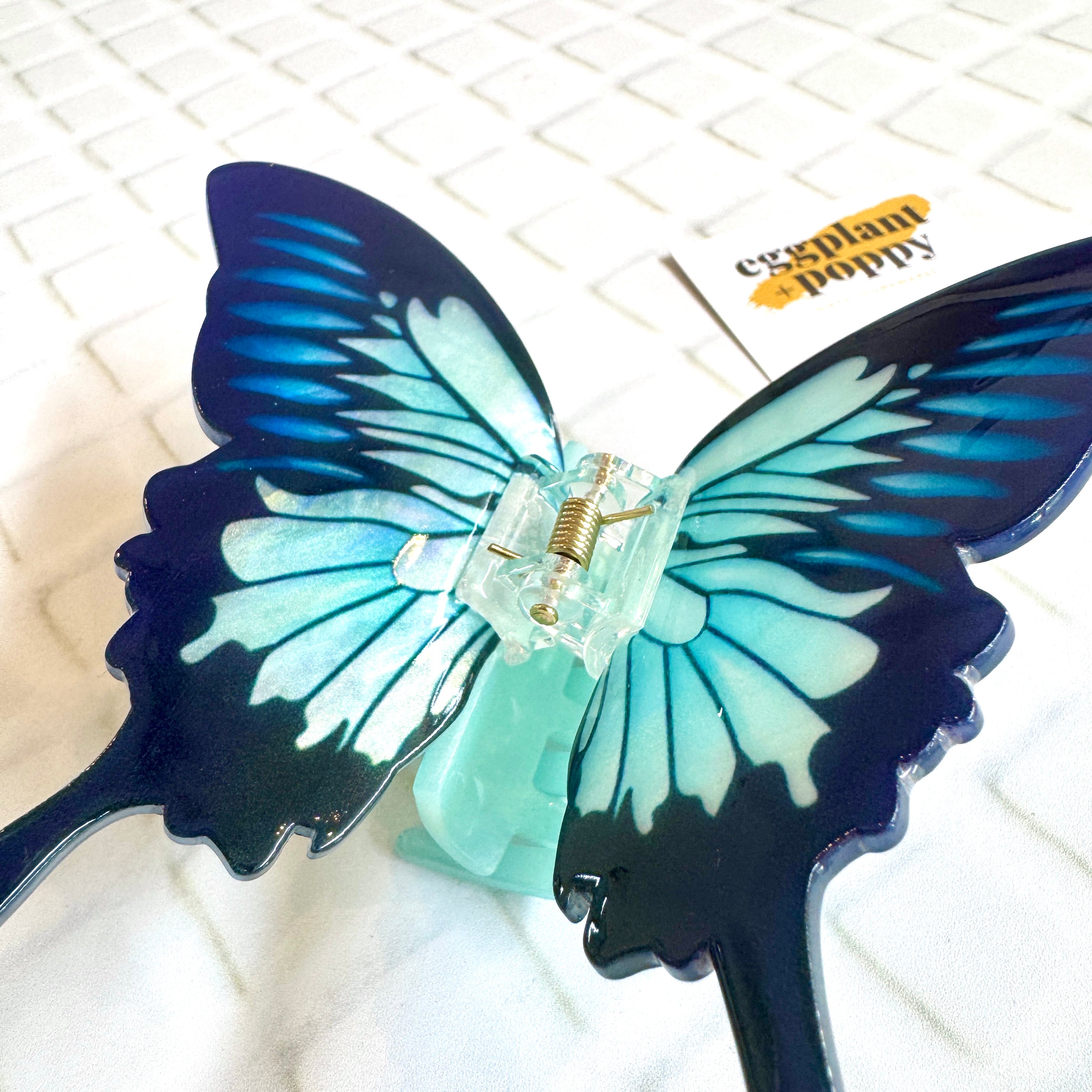 Large Blue Butterfly Hair Clip