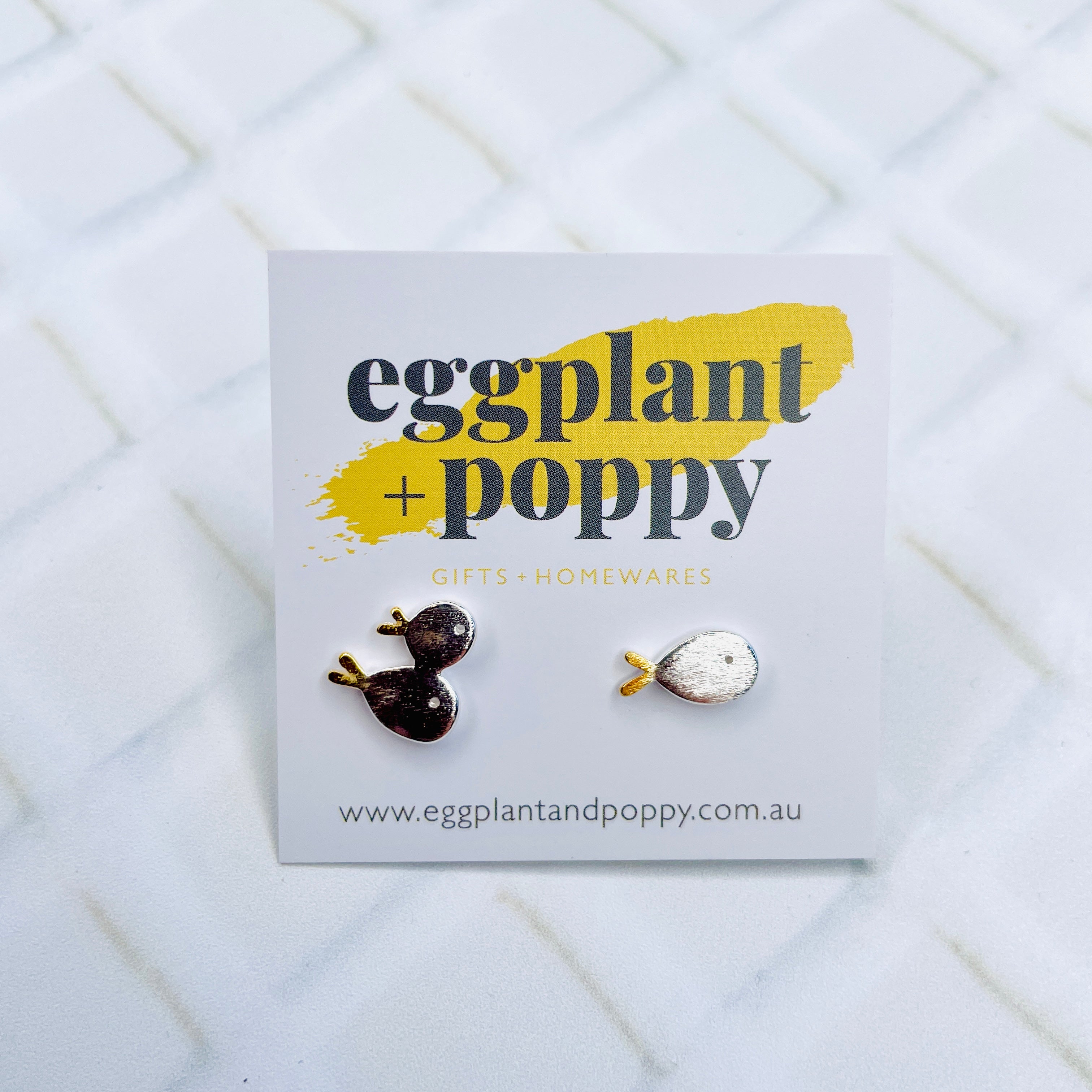 Silver Fish Stud Earrings