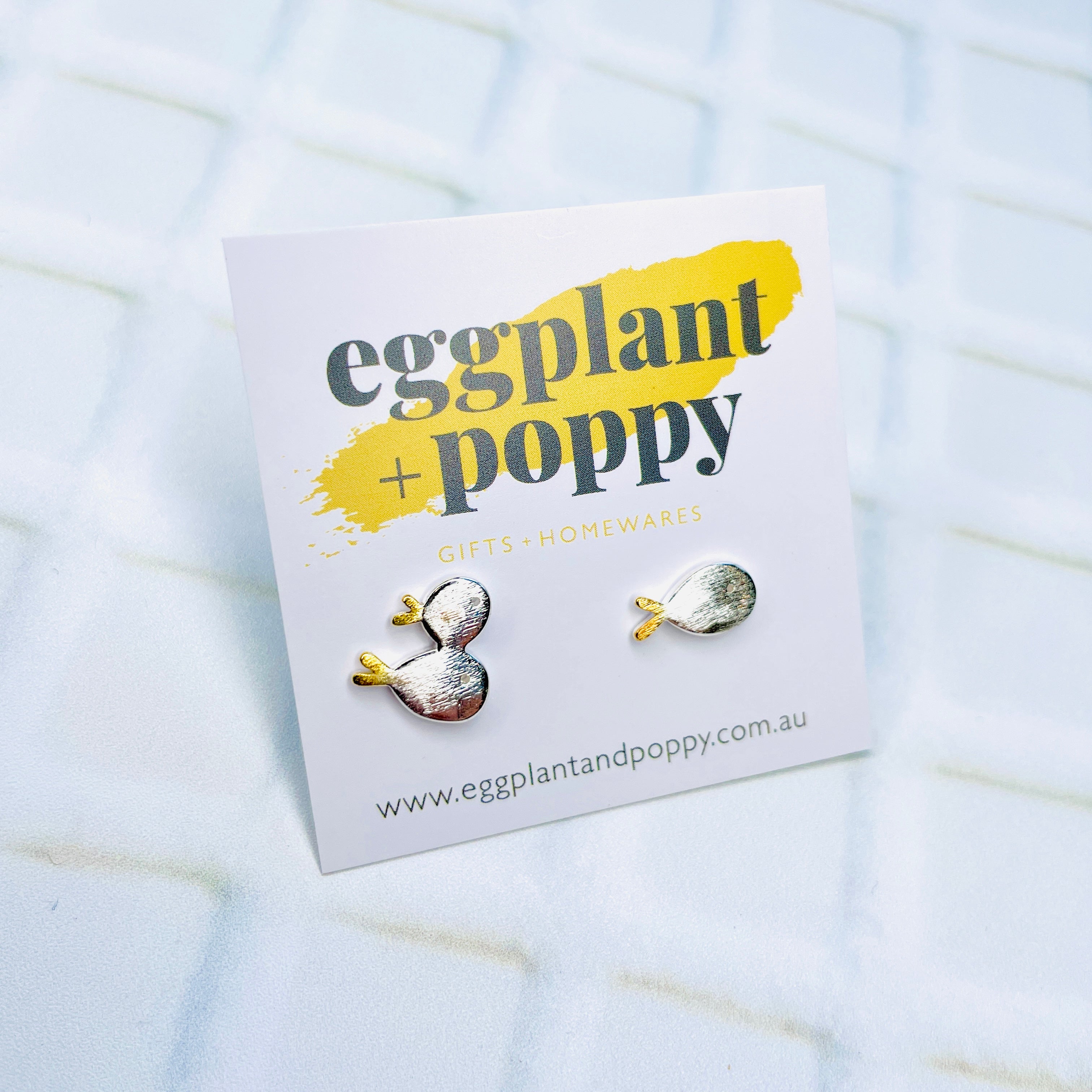 Silver Fish Stud Earrings